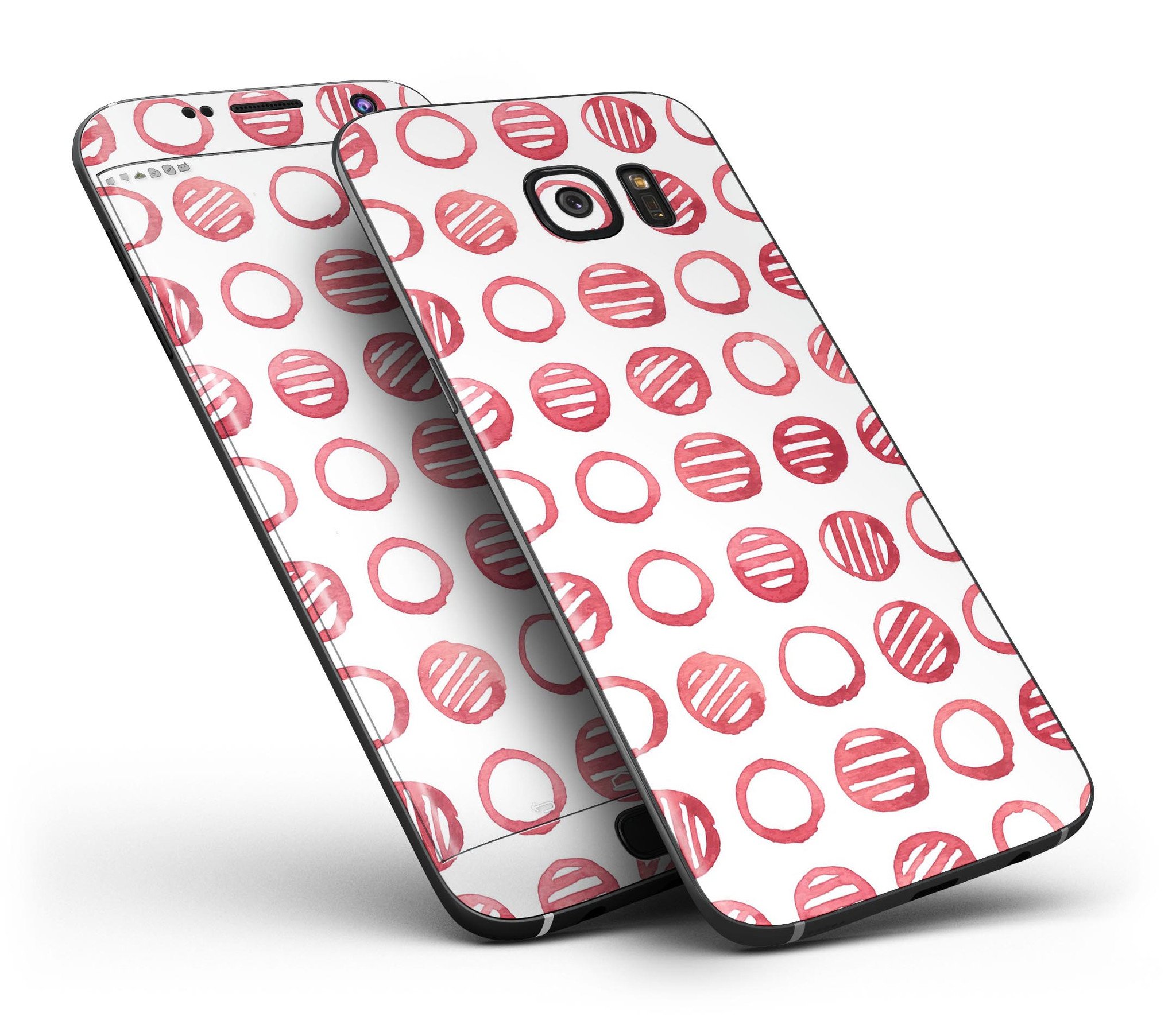 Red striped polka dots full body skin-kit for Samsung Galaxy S7, showcasing vibrant design and premium vinyl material.