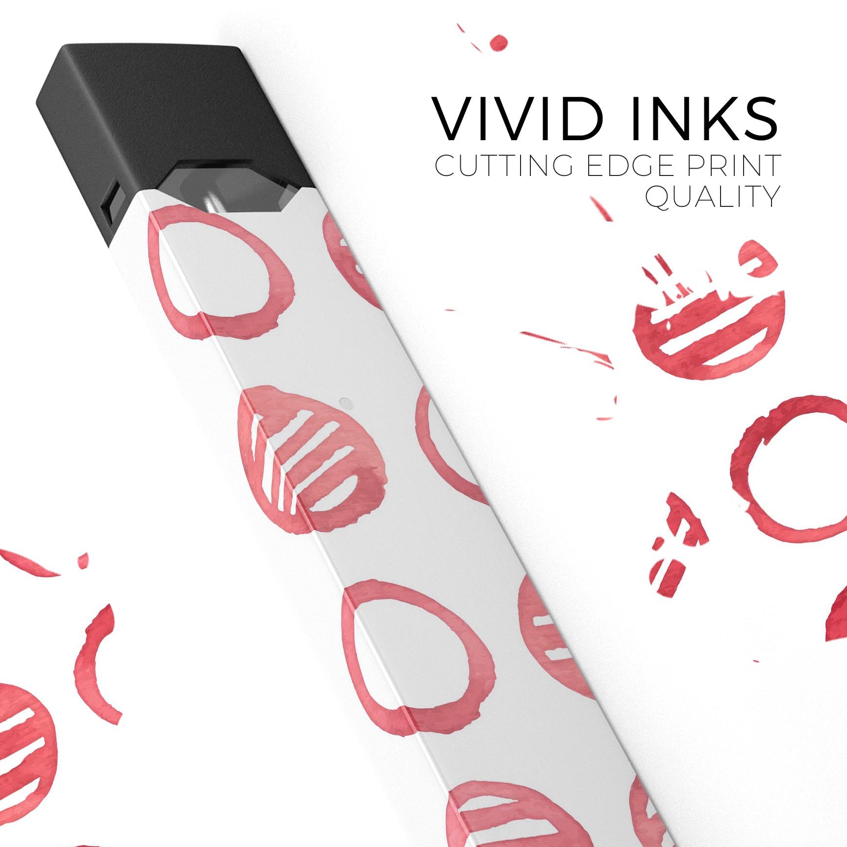 Red Striped Polka Dots premium decal skin-wrap sticker for JUUL vaping device, showcasing vibrant colors and playful design.