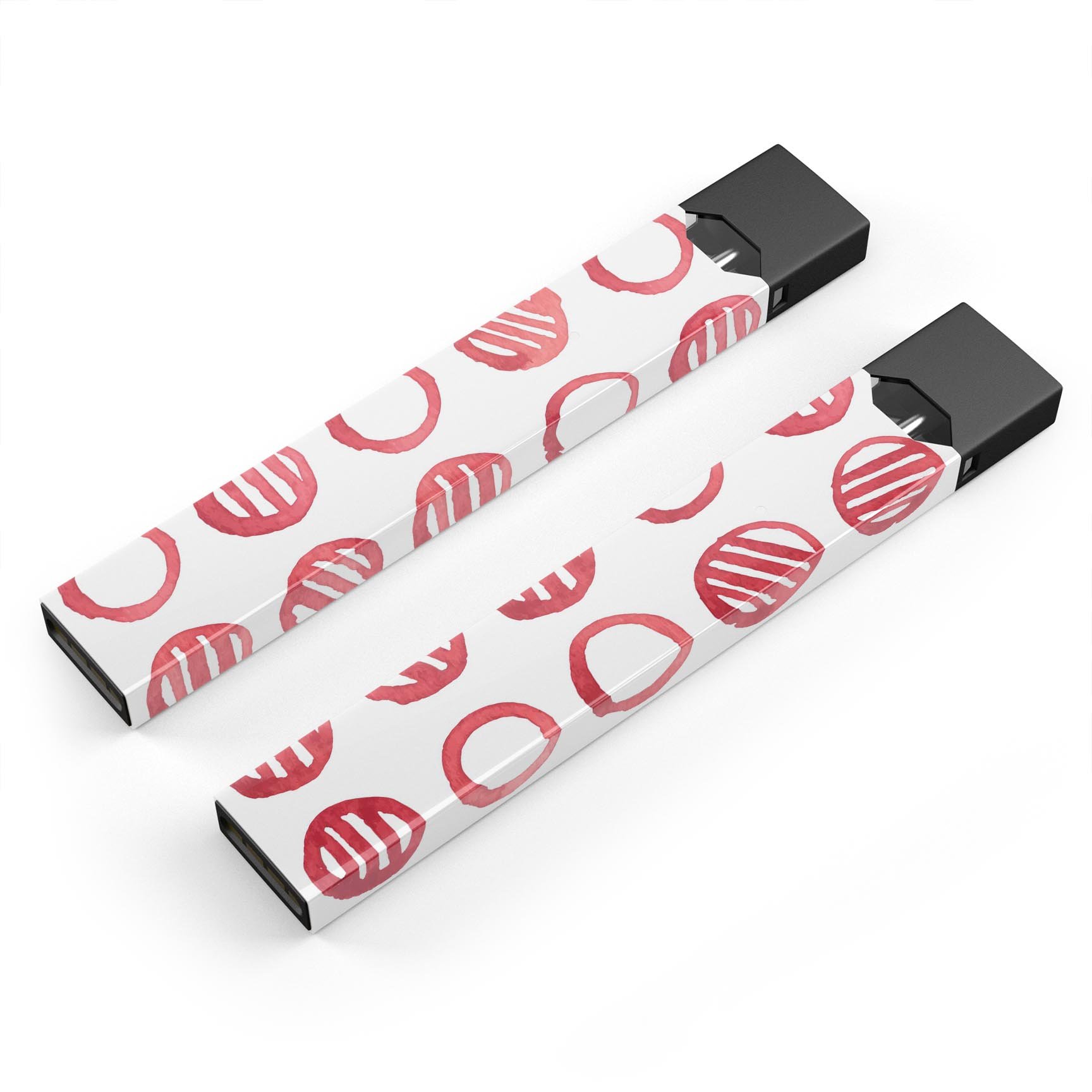 Red Striped Polka Dots premium decal skin-wrap sticker for JUUL vaping device, showcasing vibrant colors and playful design.