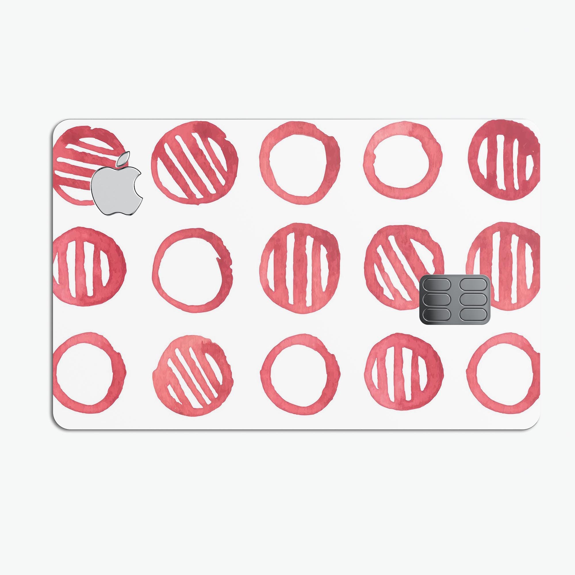 Red Striped Polka Dots Premium Protective Decal Skin-Kit for Apple Card, showcasing vibrant colors and a stylish design.