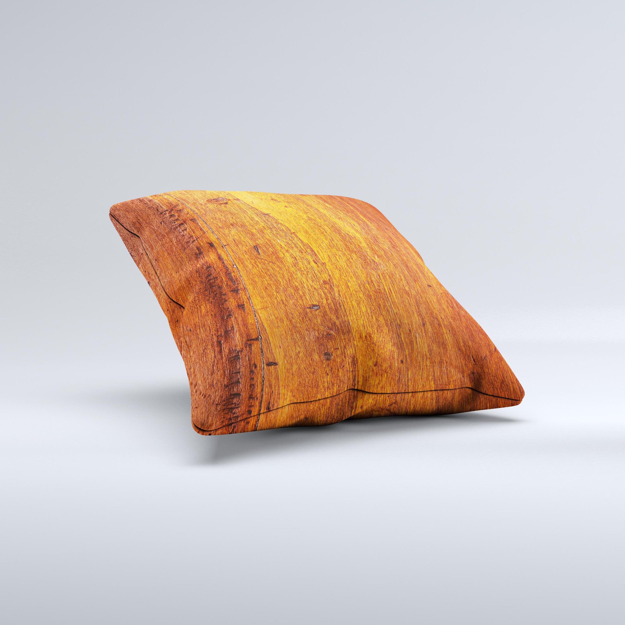 Red Tinted WoodGrain ink-Fuzed Decorative Throw Pillow showcasing a unique handcrafted design with a rustic charm.