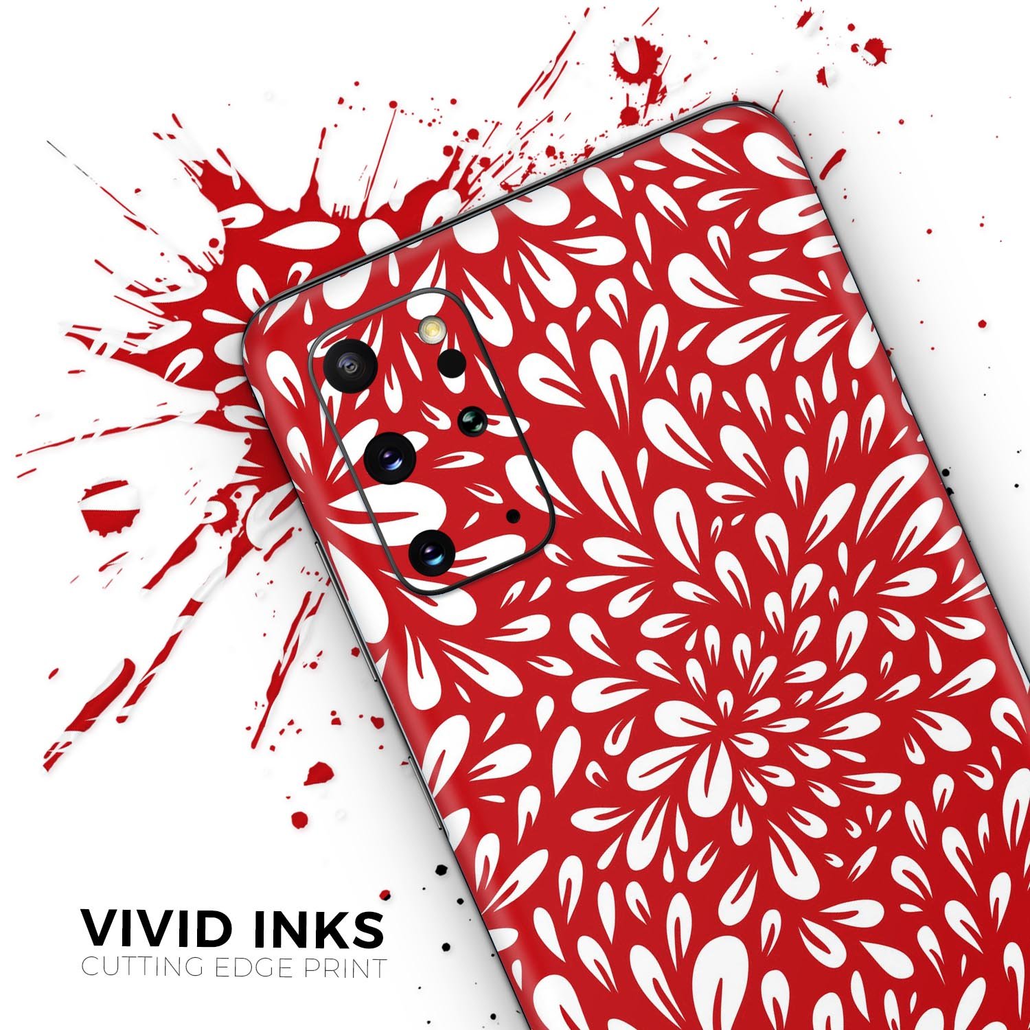 Red Vector Floral Sprout Skin-Kit for Samsung Galaxy S-Series, showcasing vibrant floral design on a sleek vinyl surface.