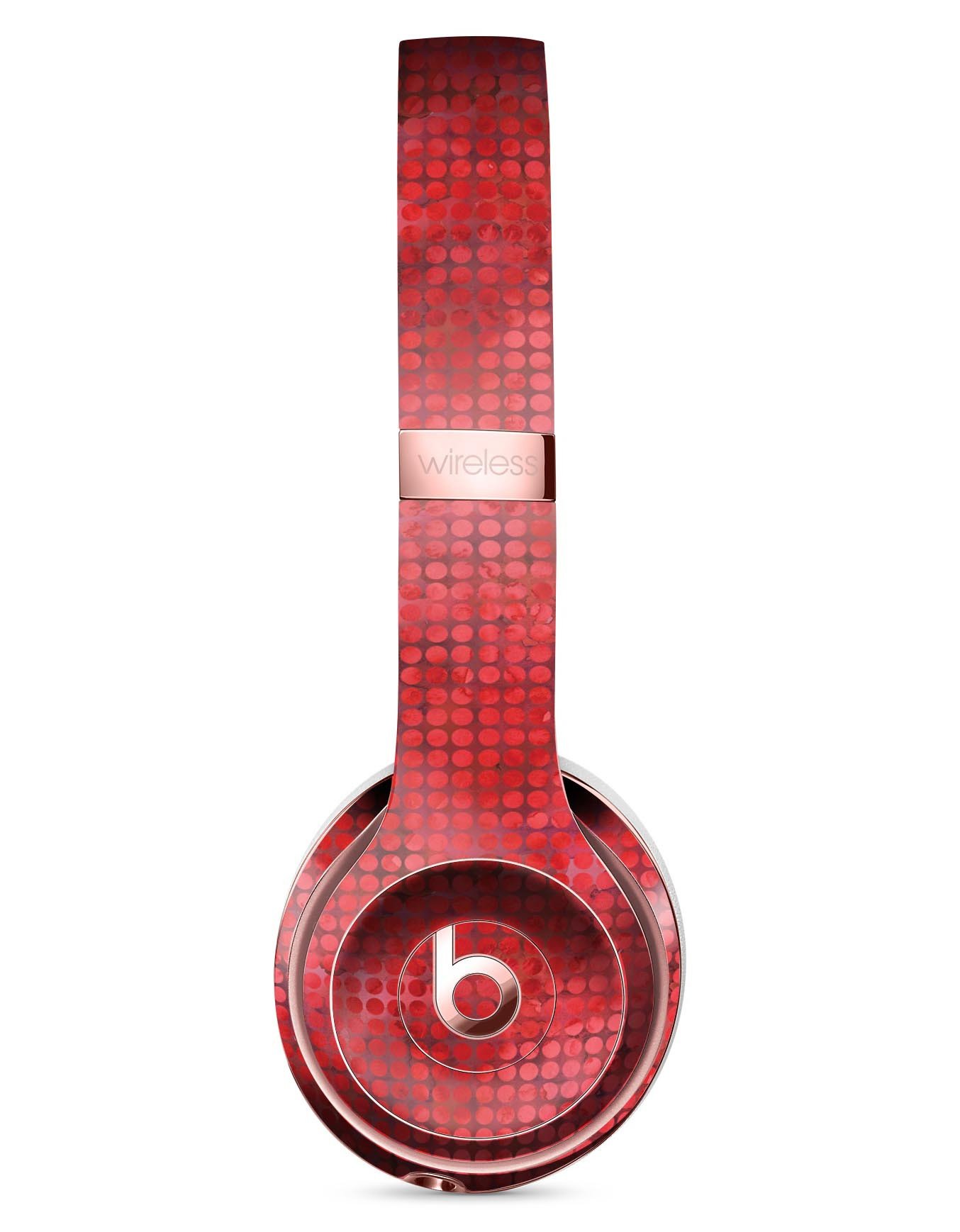 Red Watercolor Polka Dots Skin Kit for Beats by Dre Solo 3 Wireless Headphones, showcasing vibrant colors and unique design.