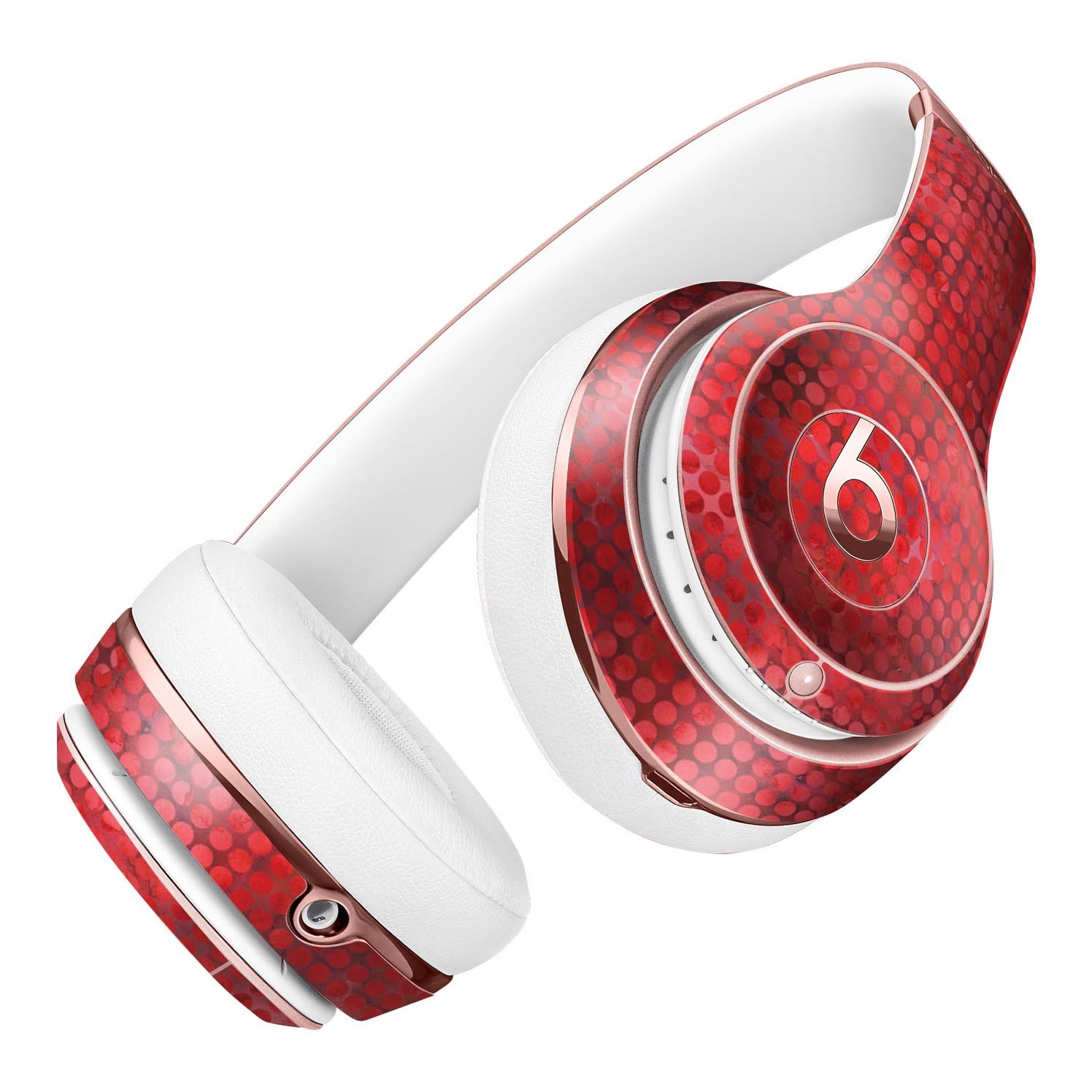 Red Watercolor Polka Dots Skin Kit for Beats by Dre Solo 3 Wireless Headphones, showcasing vibrant colors and unique design.