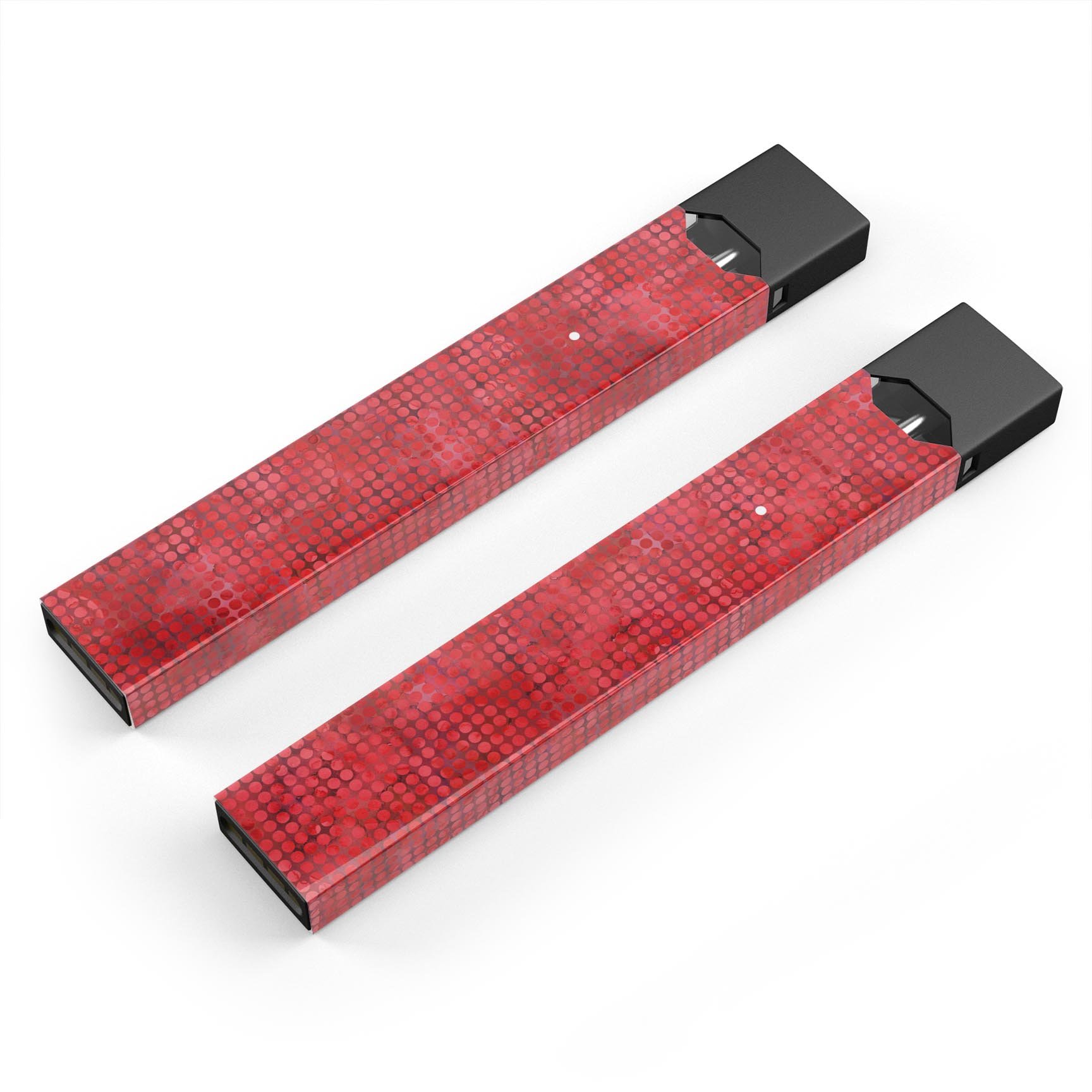 Red Watercolor Polka Dots skin-wrap sticker designed for JUUL vaping device, showcasing vibrant colors and polka dot pattern.