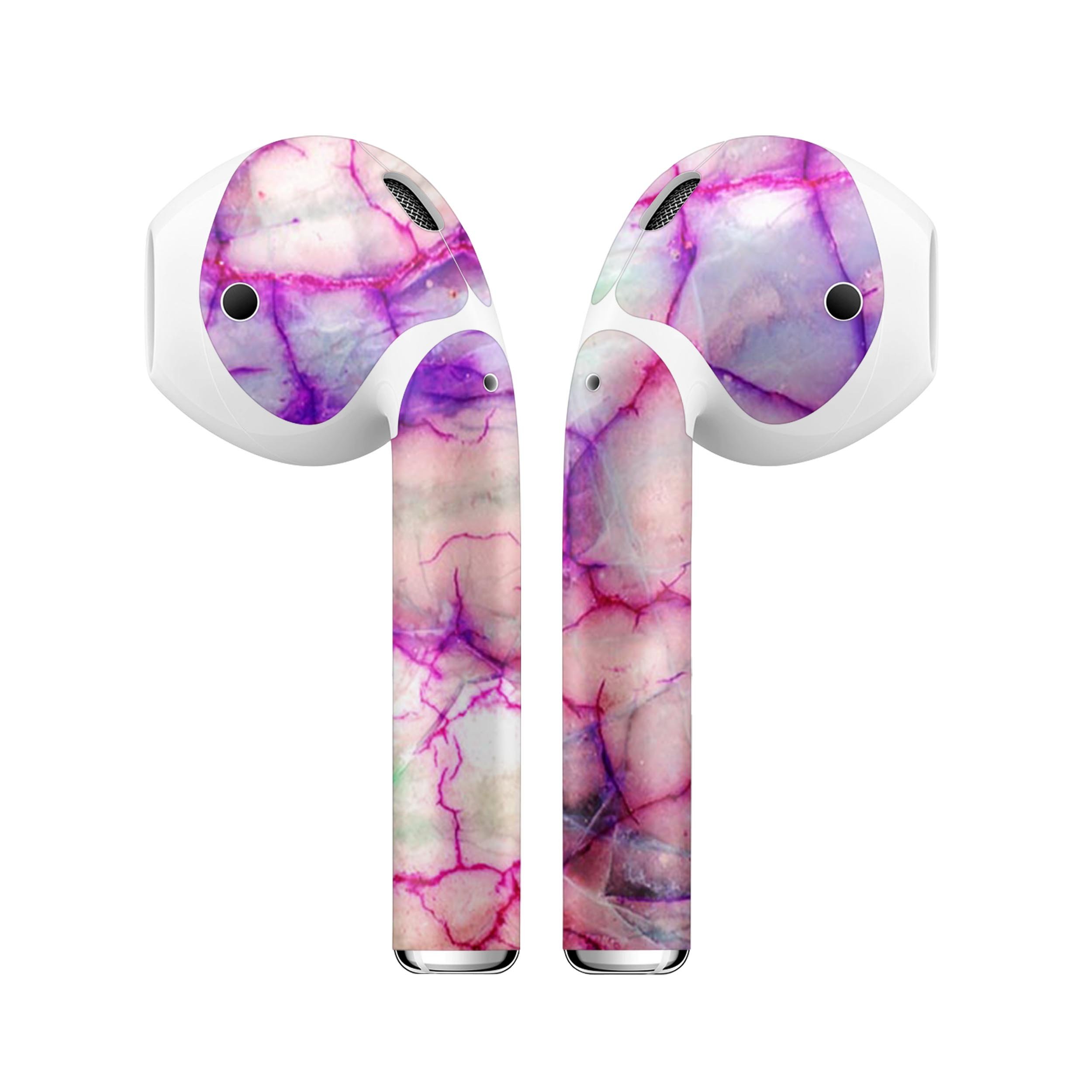 Red White Dragon Vein Agate skin decal wrap kit for Apple AirPods, showcasing vibrant colors and intricate patterns.