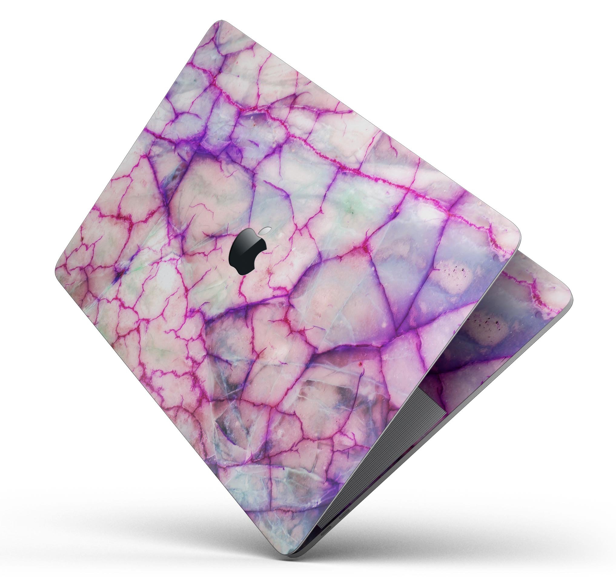 Red White Dragon Vein Agate Skin Decal Wrap Kit for MacBook, showcasing vibrant colors and a sleek design.