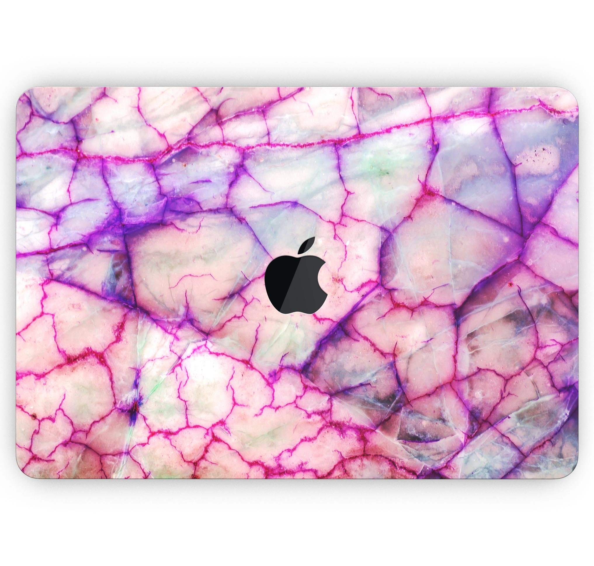 Red White Dragon Vein Agate Skin Decal Wrap Kit for MacBook, showcasing vibrant colors and a sleek design.