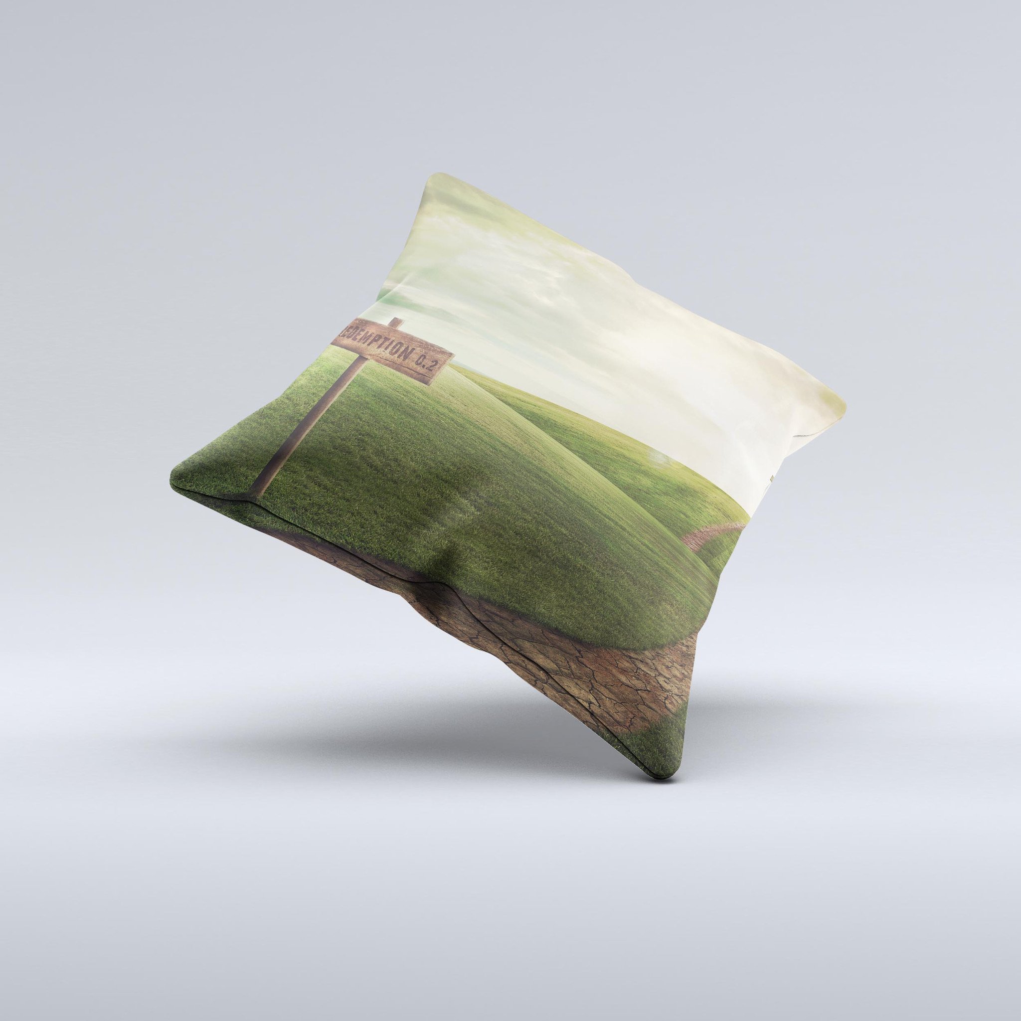 Handcrafted Redemption Hill Ink-Fuzed Decorative Throw Pillow with unique design, high thread count covering, and soft polyester filling.