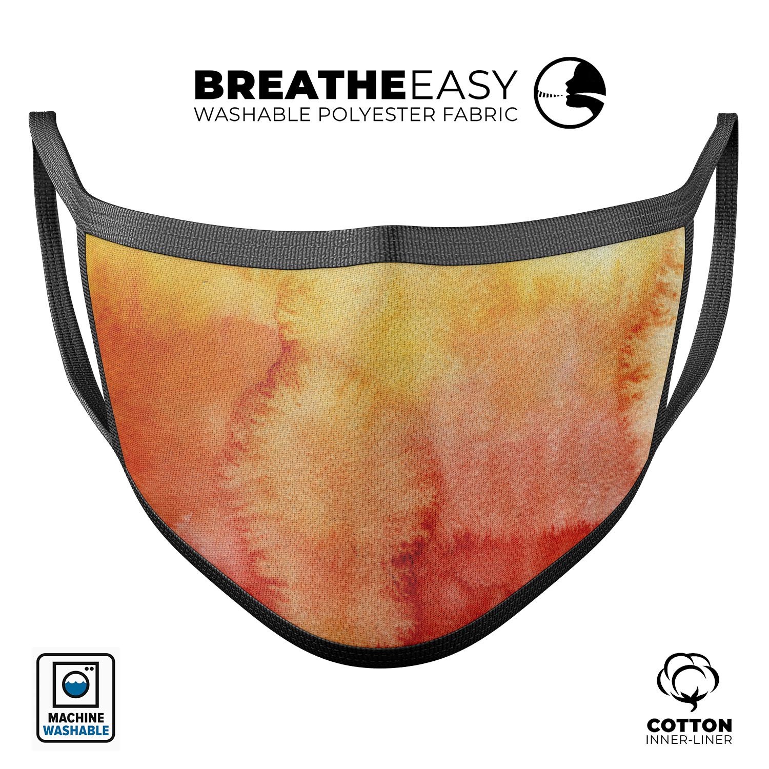 Redish Blotted WaterColor Texture mouth cover, showcasing vibrant colors and a comfortable design, made in the USA.