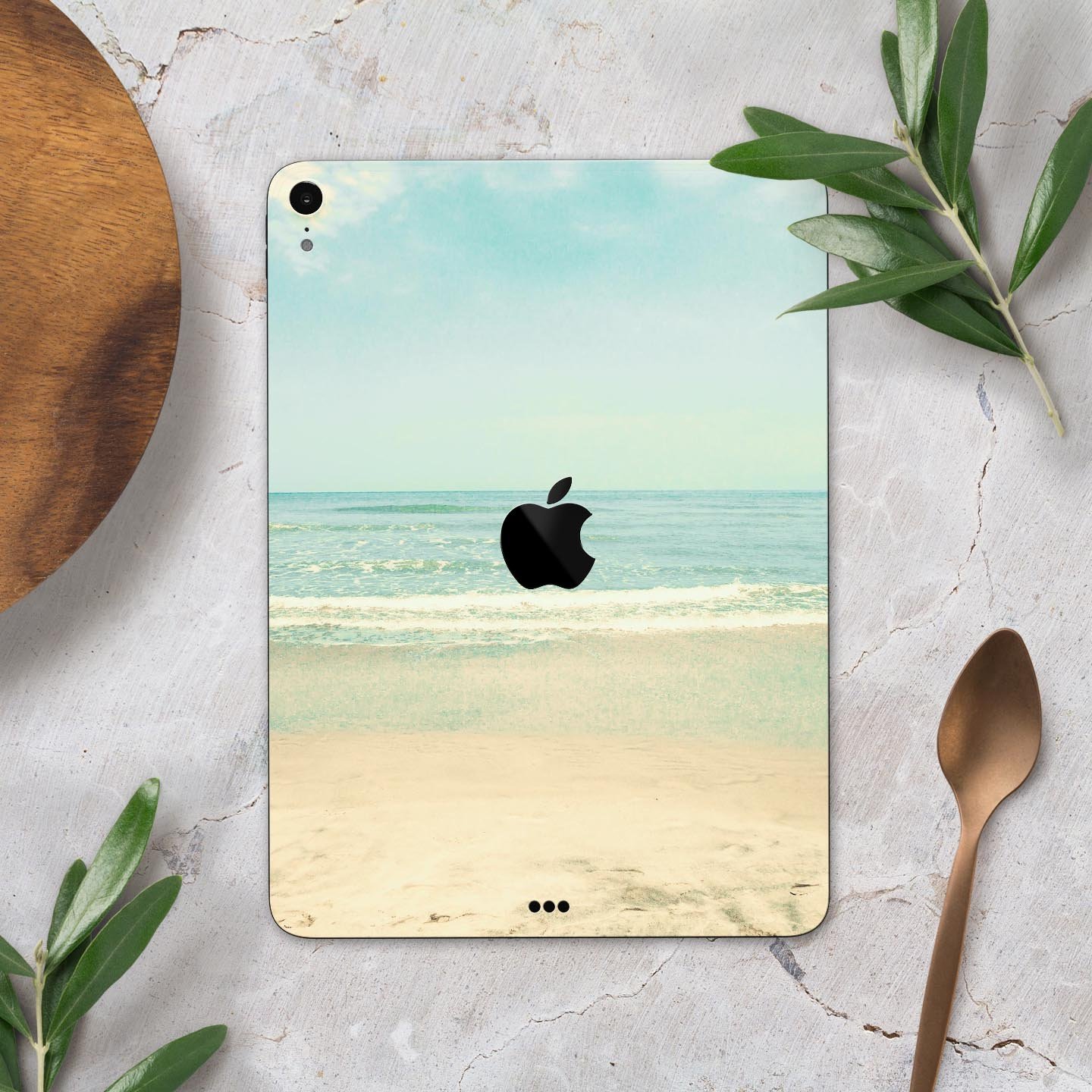 Relaxed Beach full body skin decal for Apple iPad Pro 12.9", showcasing vibrant beach design and premium quality materials.