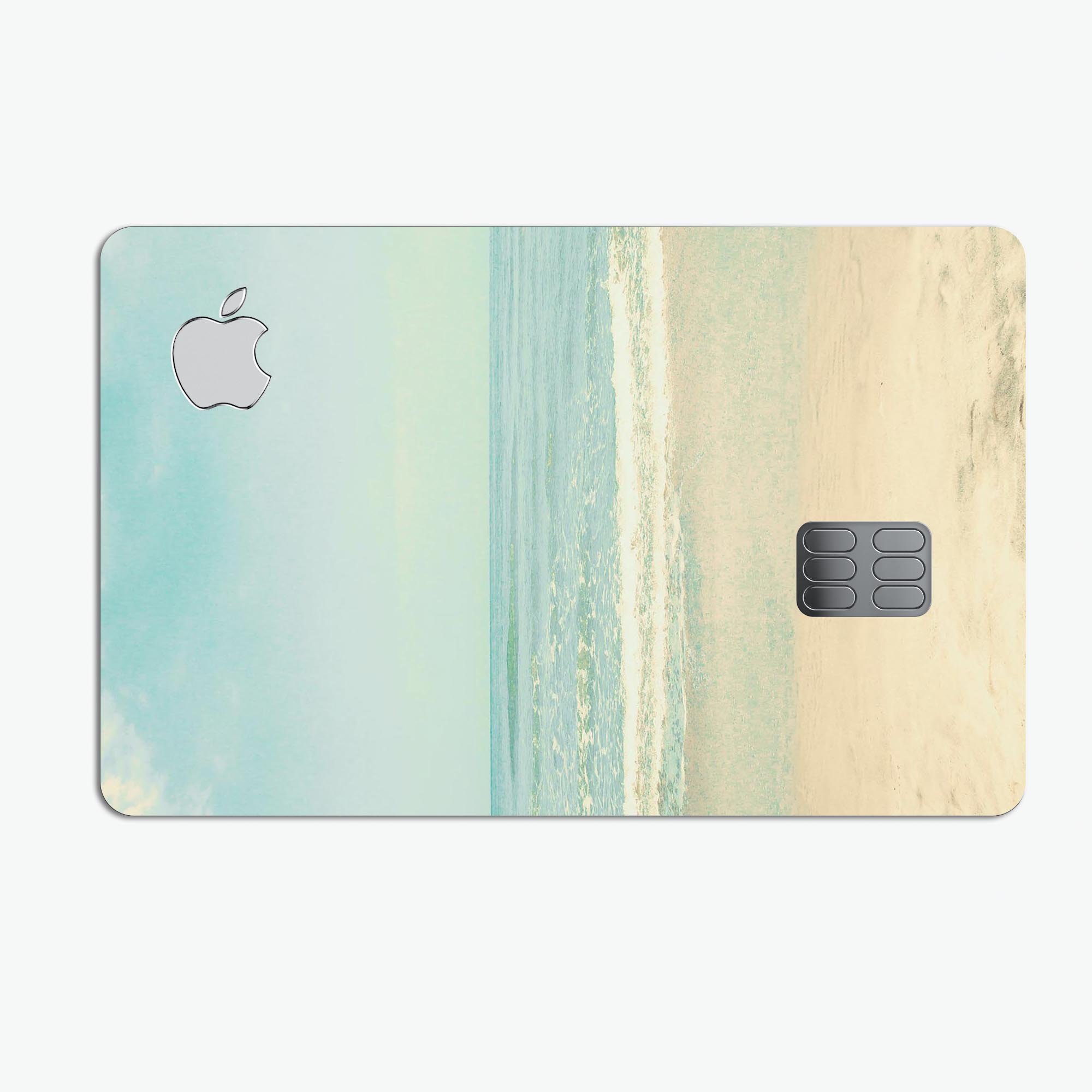 Relaxed Beach Premium Protective Decal Skin-Kit for Apple Card, showcasing its vibrant design and protective features.