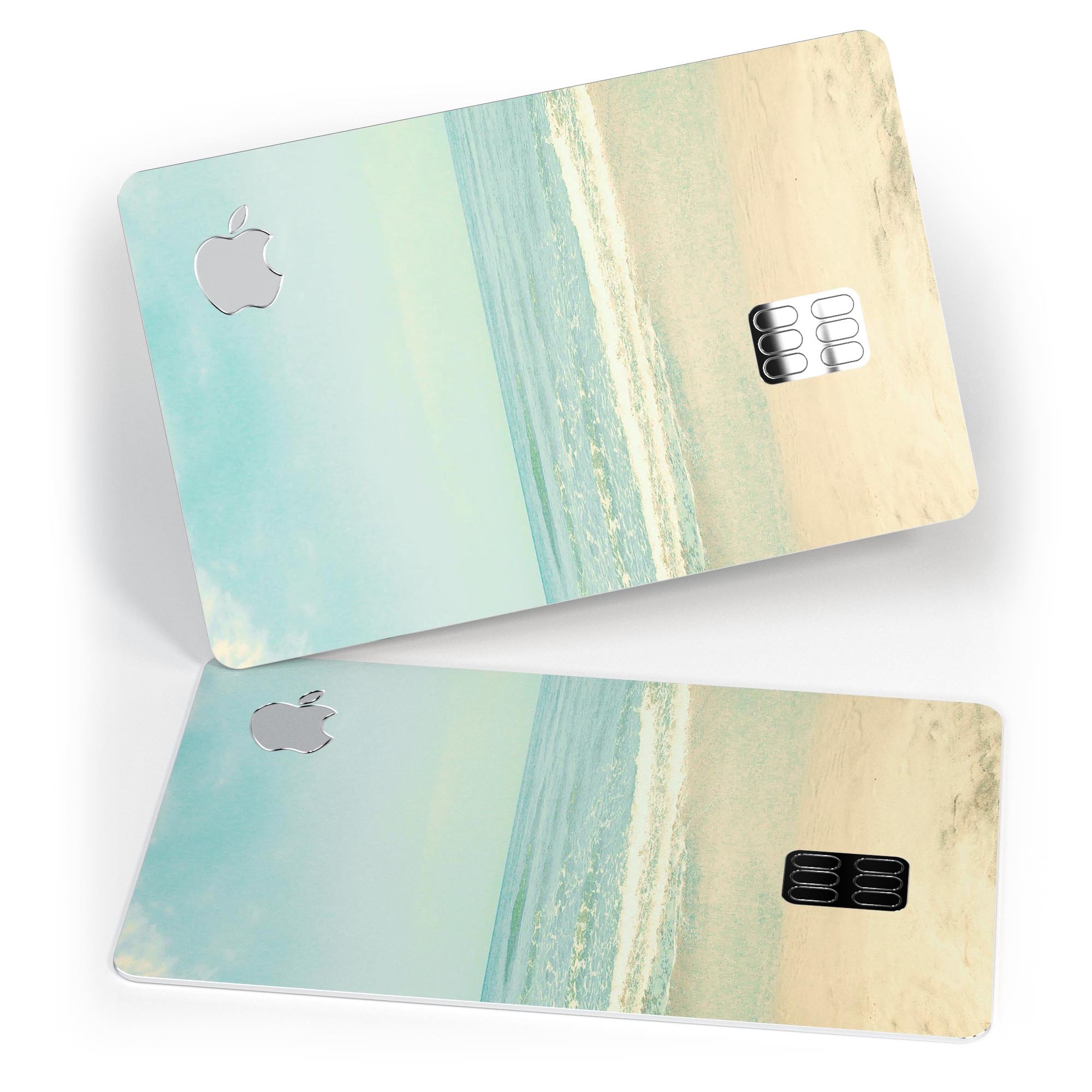 Relaxed Beach Premium Protective Decal Skin-Kit for Apple Card, showcasing its vibrant design and protective features.