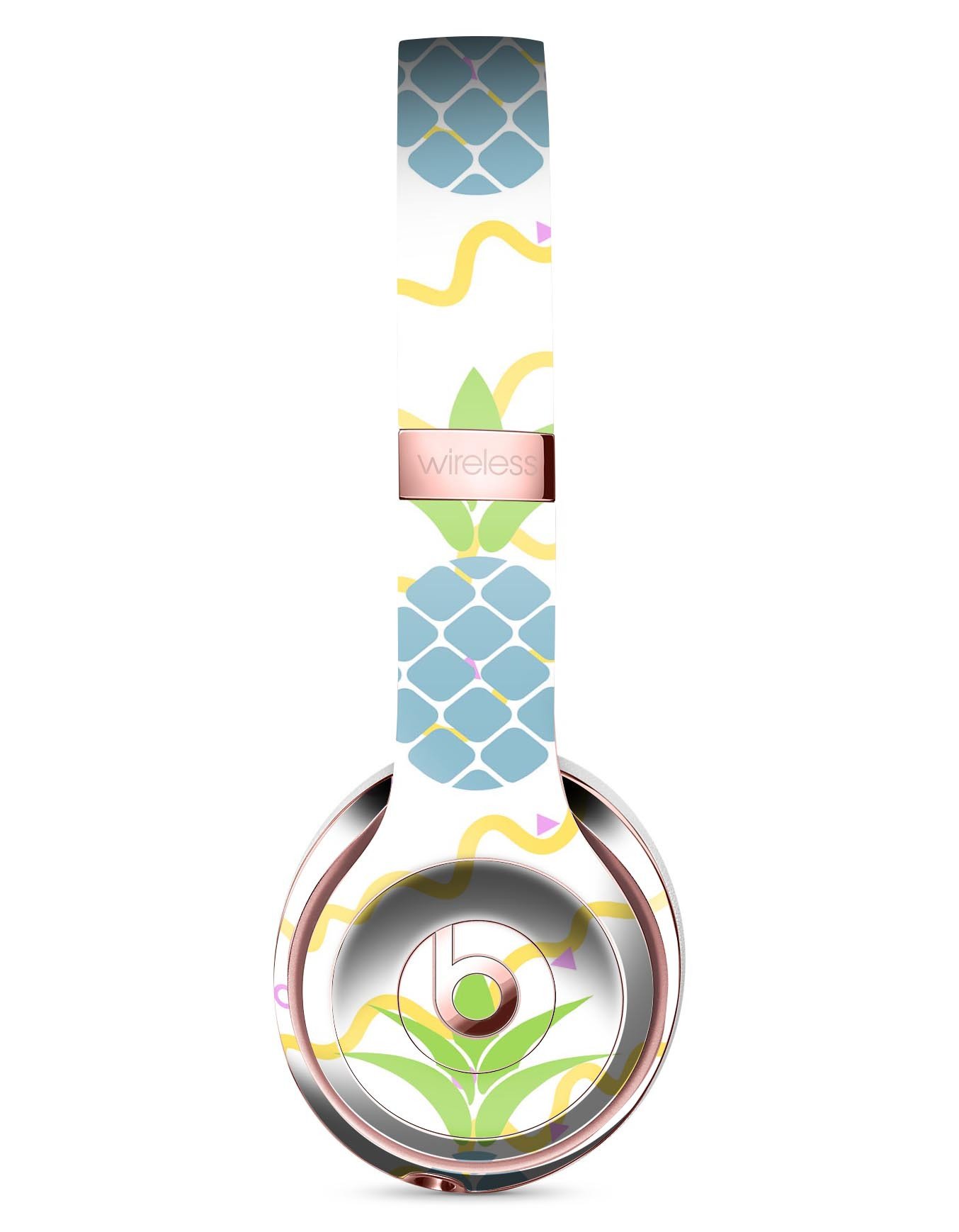 Retro Blue Pineapples Full-Body Skin Kit for Beats by Dre Solo 3, showcasing vibrant pineapple design on headphones.