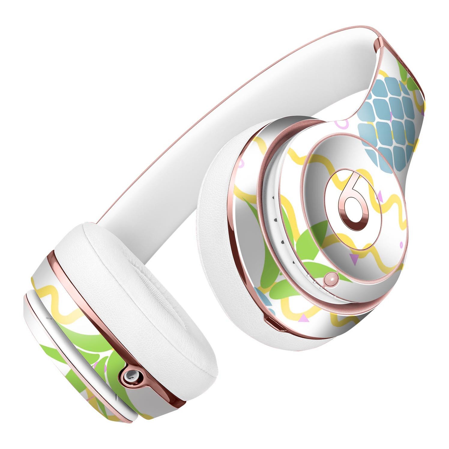 Retro Blue Pineapples Full-Body Skin Kit for Beats by Dre Solo 3, showcasing vibrant pineapple design on headphones.