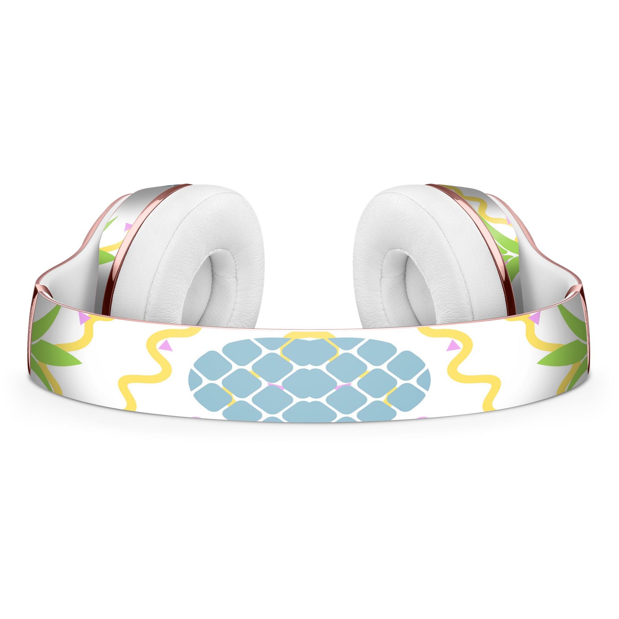 Retro Blue Pineapples Full-Body Skin Kit for Beats by Dre Solo 3, showcasing vibrant pineapple design on headphones.