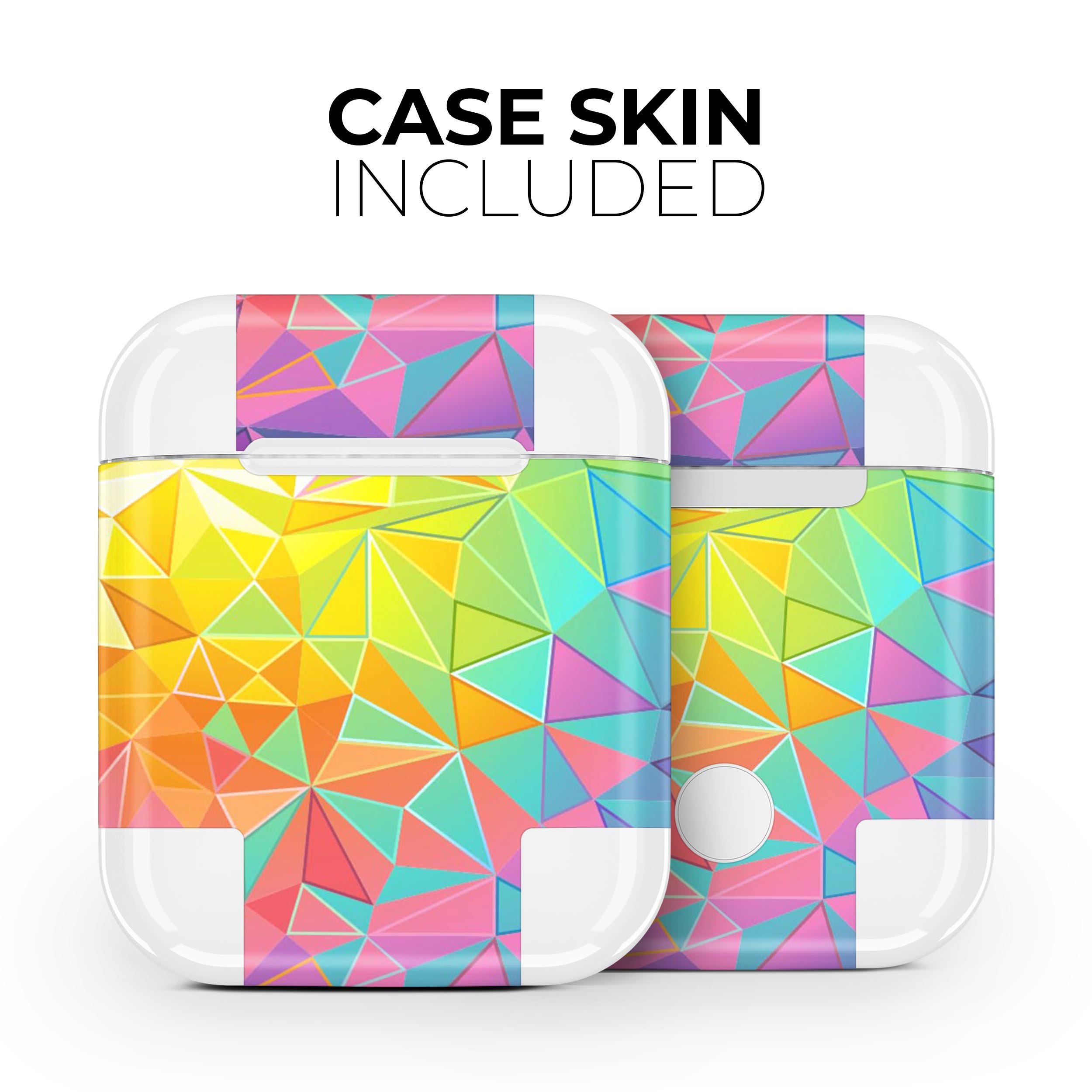 Retro Geometric skin decal wrap kit for Apple AirPods, showcasing vibrant geometric patterns and high-quality finish.