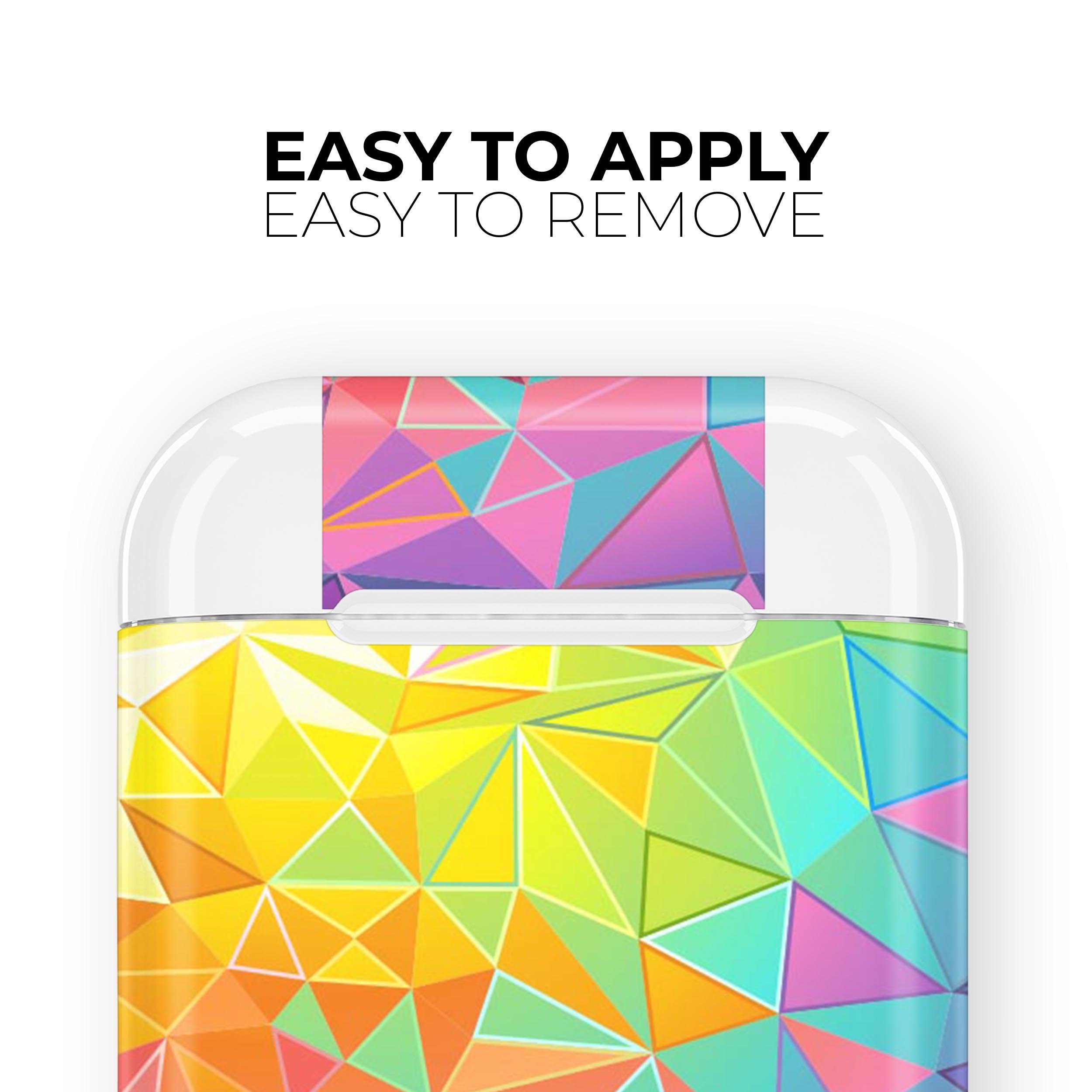 Retro Geometric skin decal wrap kit for Apple AirPods, showcasing vibrant geometric patterns and high-quality finish.