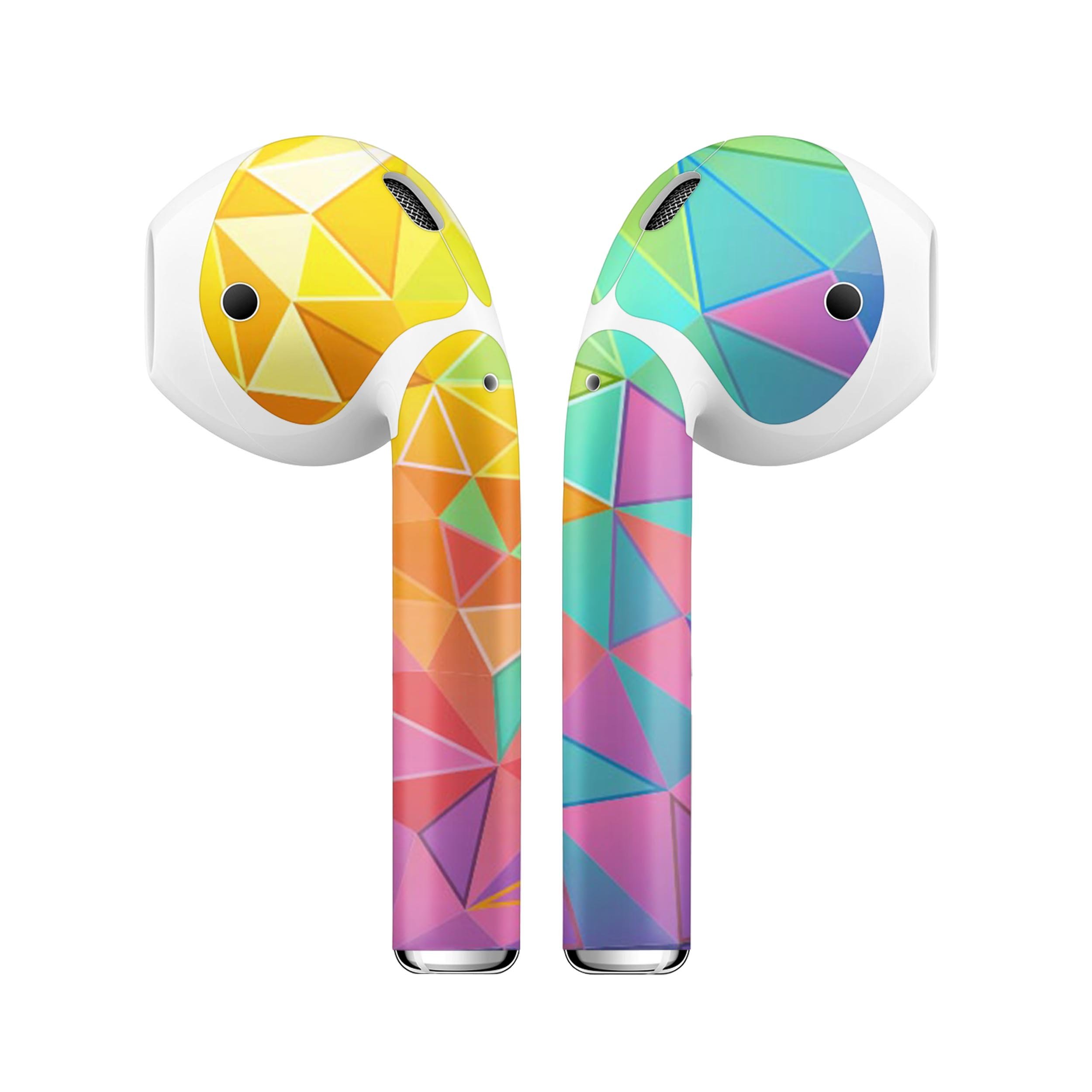 Retro Geometric skin decal wrap kit for Apple AirPods, showcasing vibrant geometric patterns and high-quality finish.