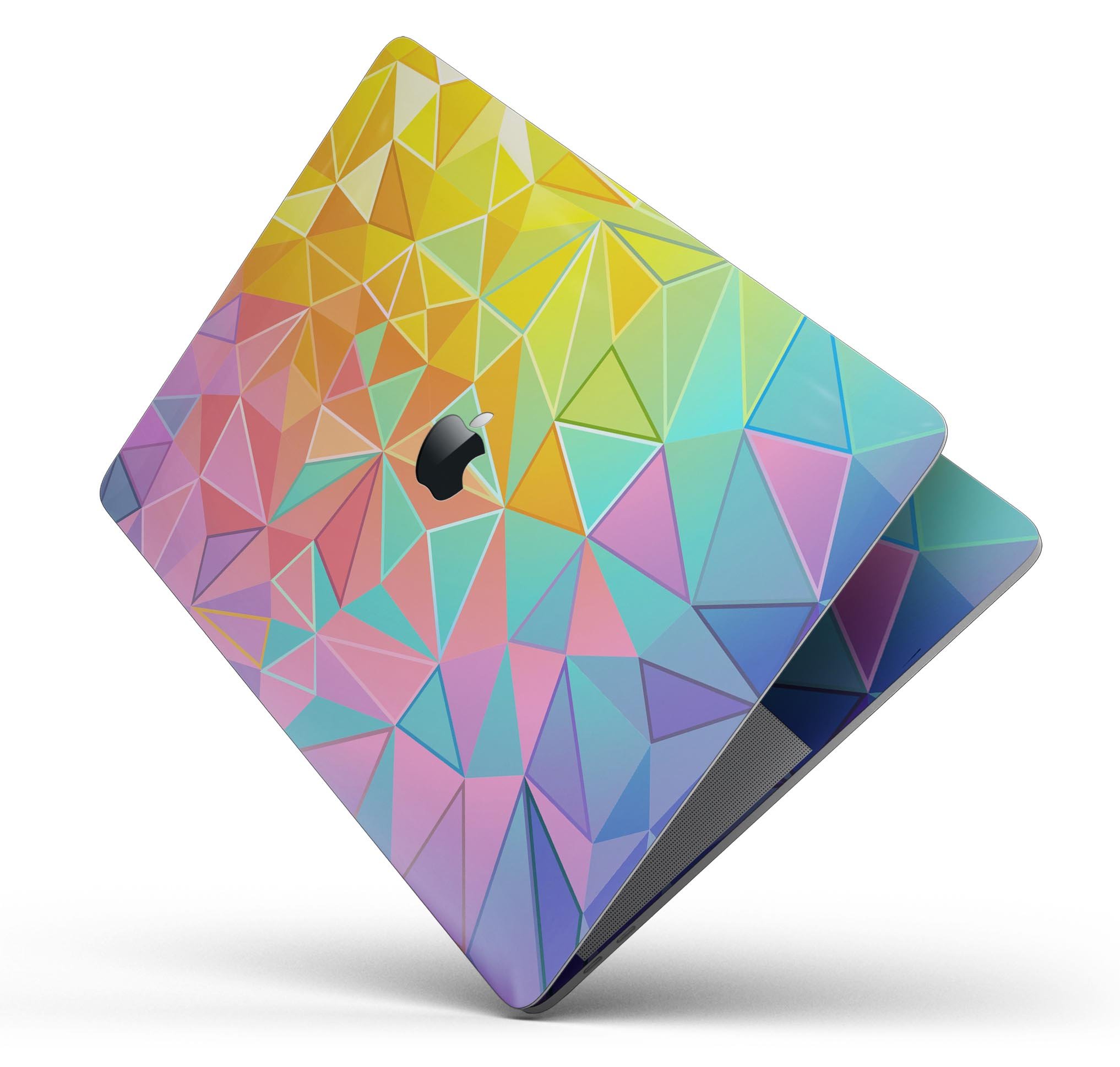 Retro Geometric Skin Decal Wrap Kit for Apple MacBook, showcasing vibrant geometric patterns and a sleek design.