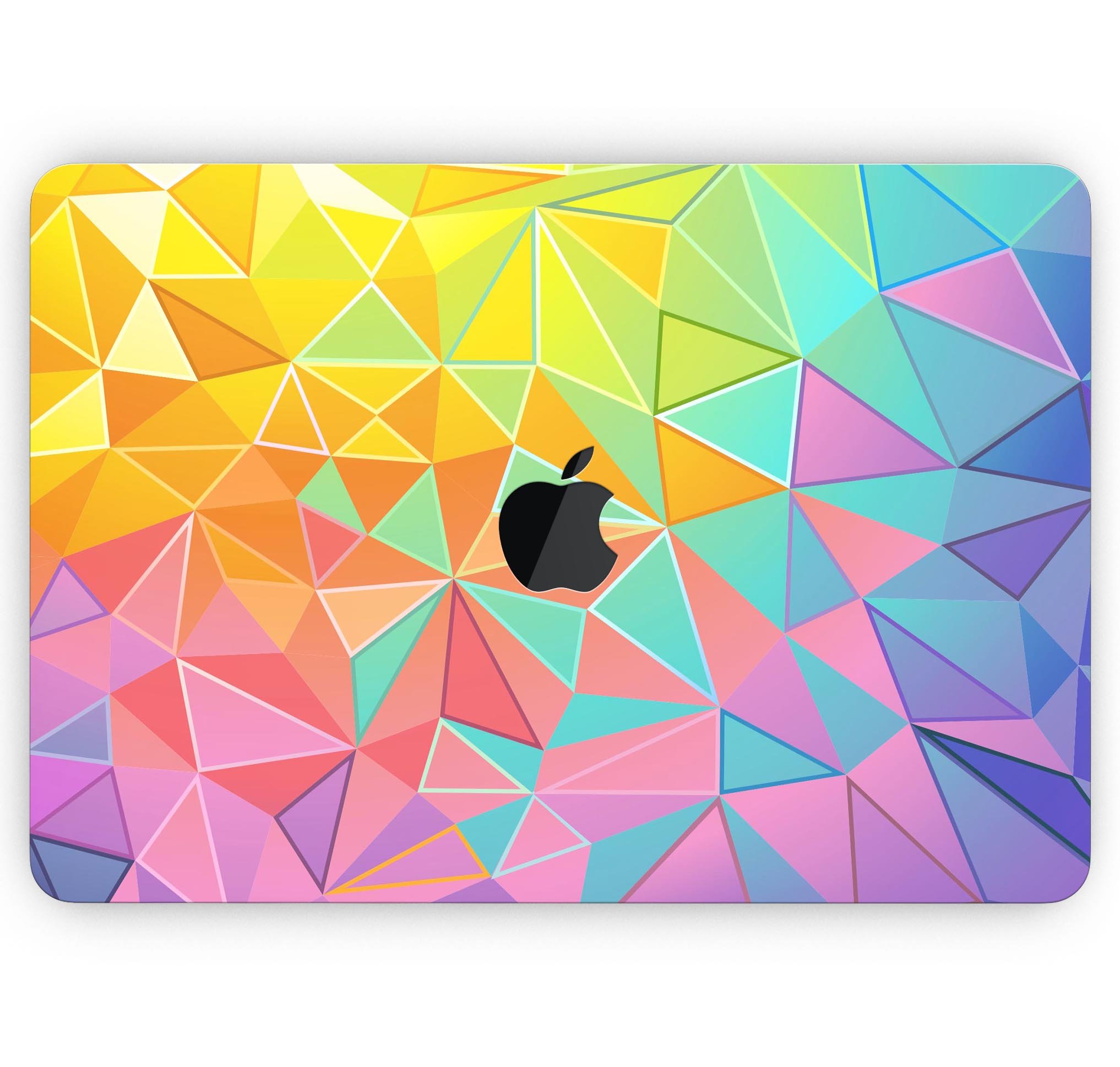 Retro Geometric Skin Decal Wrap Kit for Apple MacBook, showcasing vibrant geometric patterns and a sleek design.