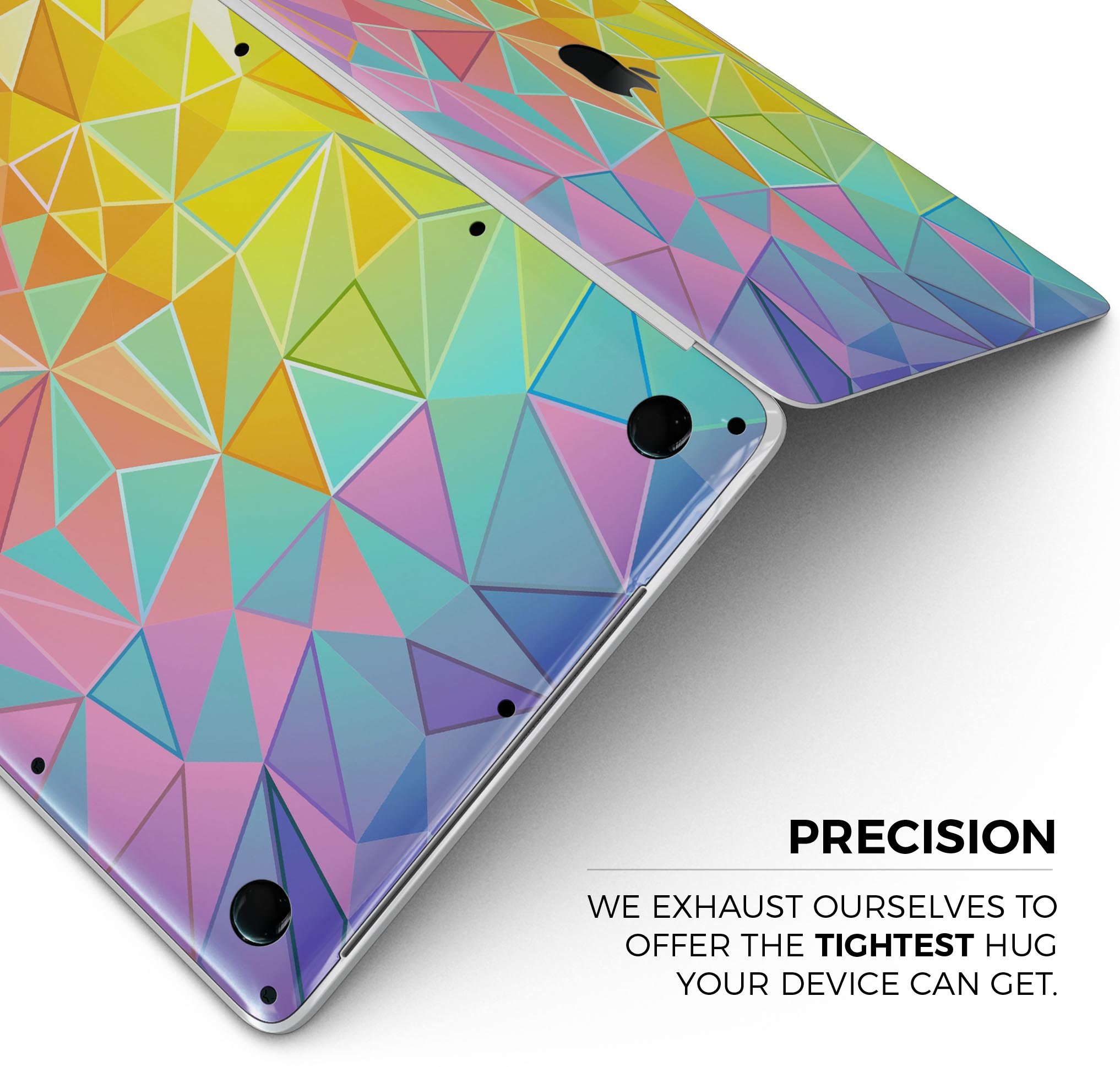 Retro Geometric Skin Decal Wrap Kit for Apple MacBook, showcasing vibrant geometric patterns and a sleek design.