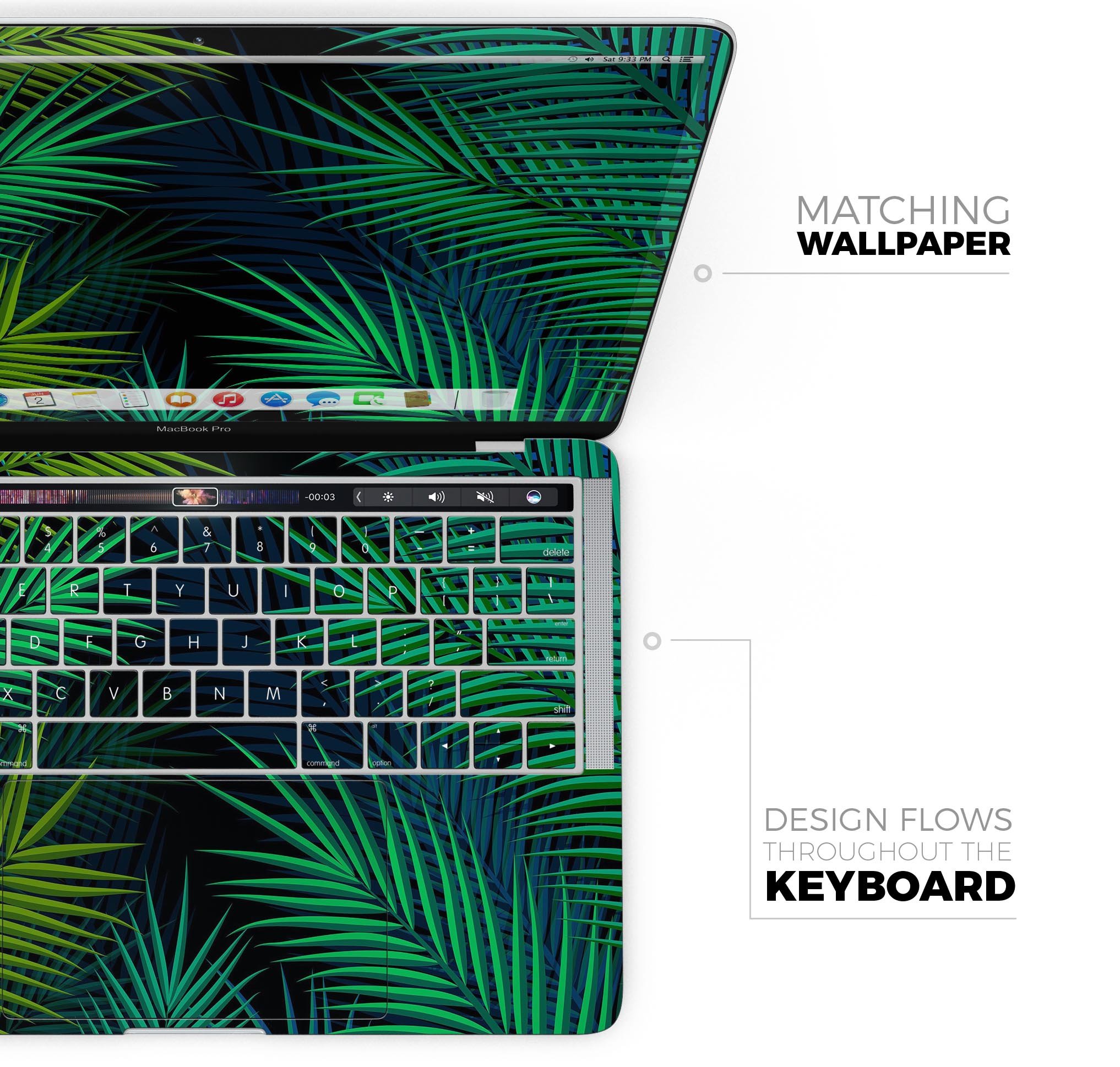 Retro Summer Jungle skin decal wrap kit for Apple MacBook, showcasing vibrant jungle design and premium vinyl material.