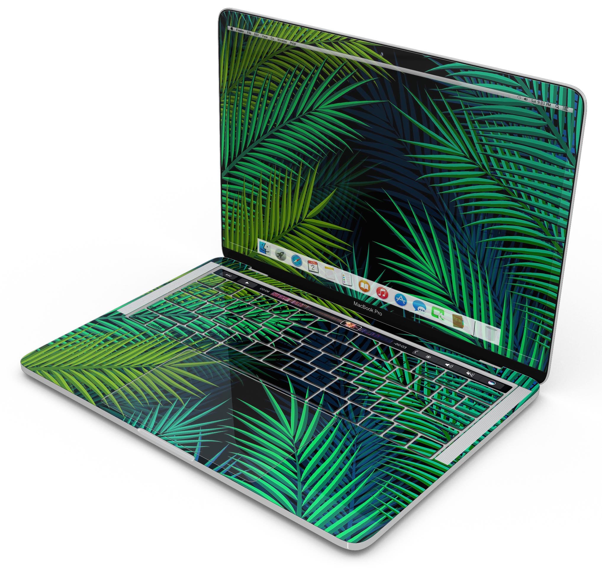 Retro Summer Jungle skin decal wrap kit for Apple MacBook, showcasing vibrant jungle design and premium vinyl material.