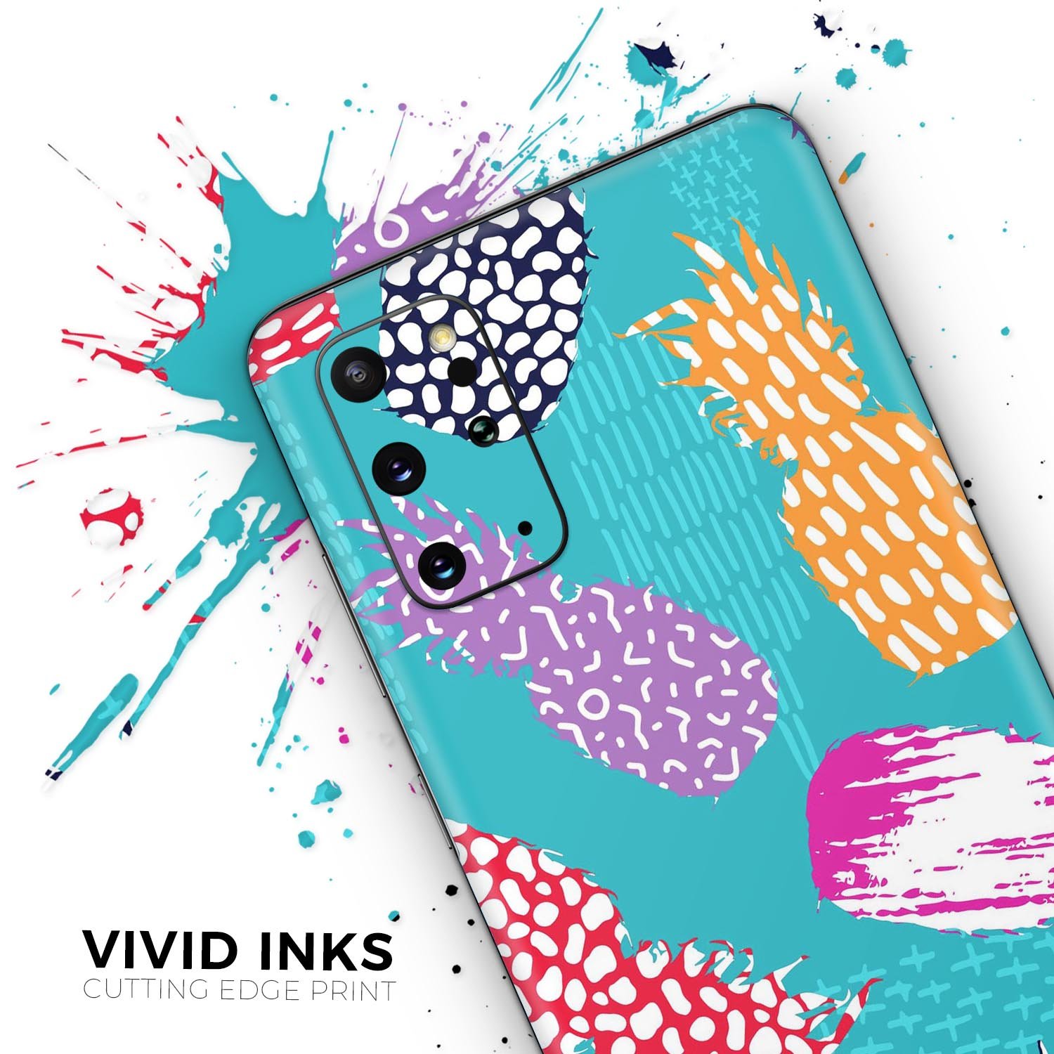 Retro Summer Pineapple Skin-Kit for Samsung Galaxy S-Series, showcasing vibrant tropical design and premium vinyl material.