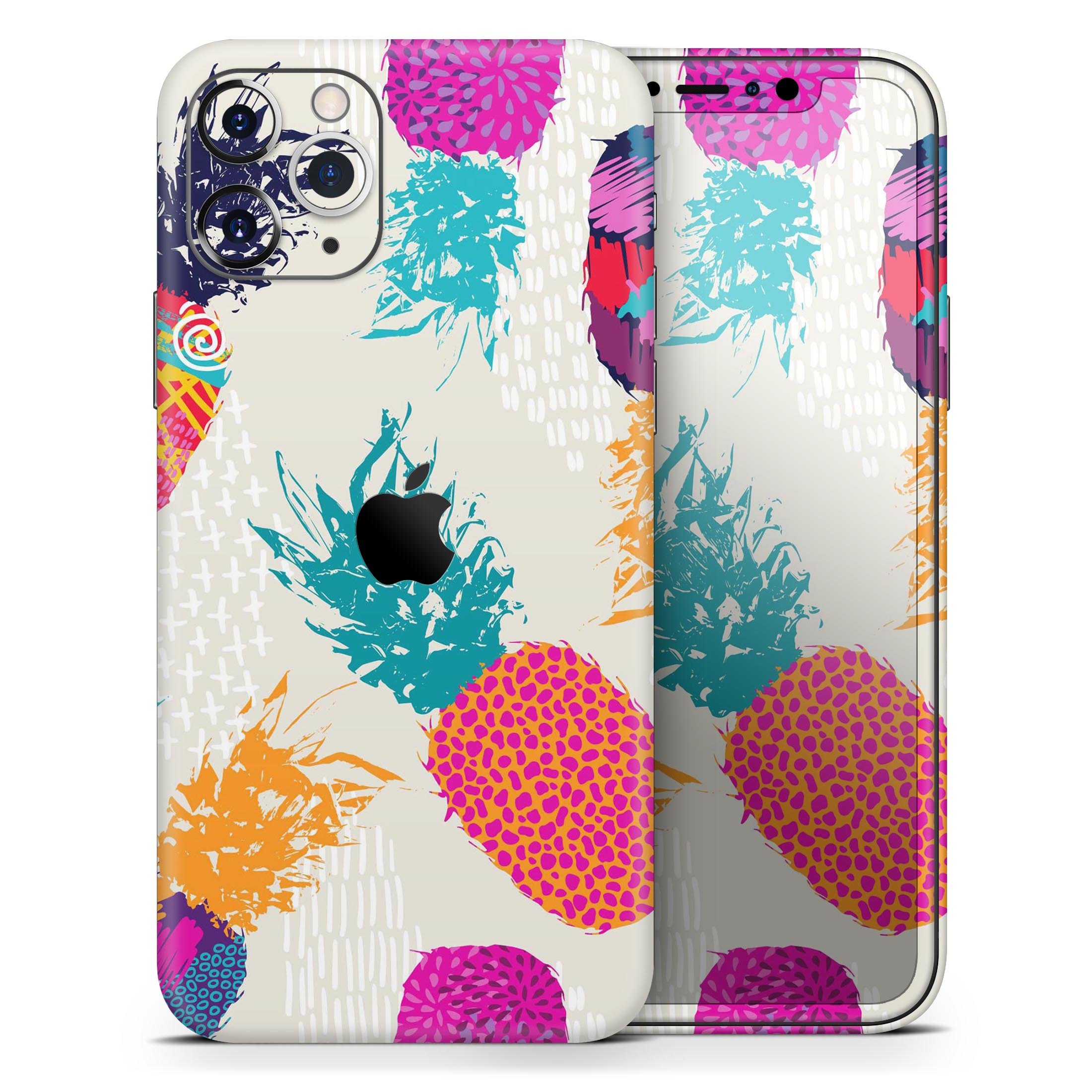 Retro Summer Pineapple skin for Apple iPhone, showcasing vibrant colors and design.