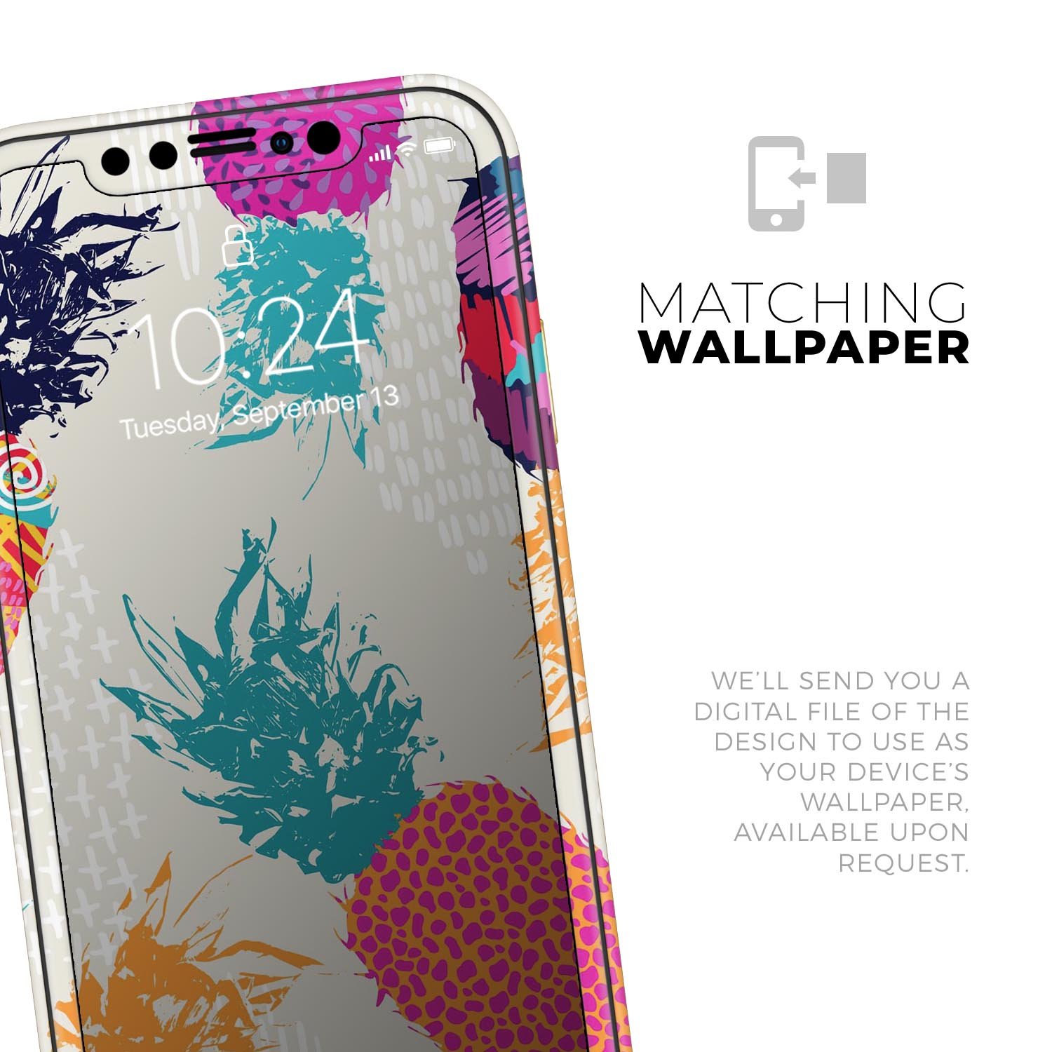 Retro Summer Pineapple skin for Apple iPhone, showcasing vibrant colors and design.