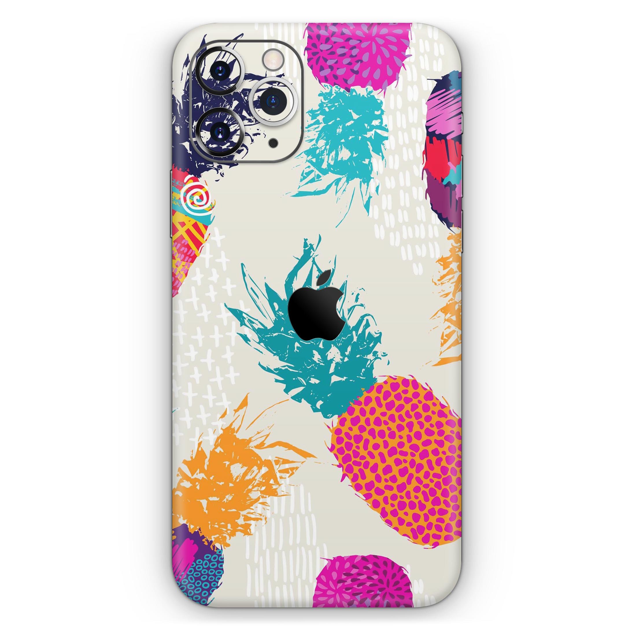 Retro Summer Pineapple skin for Apple iPhone, showcasing vibrant colors and design.