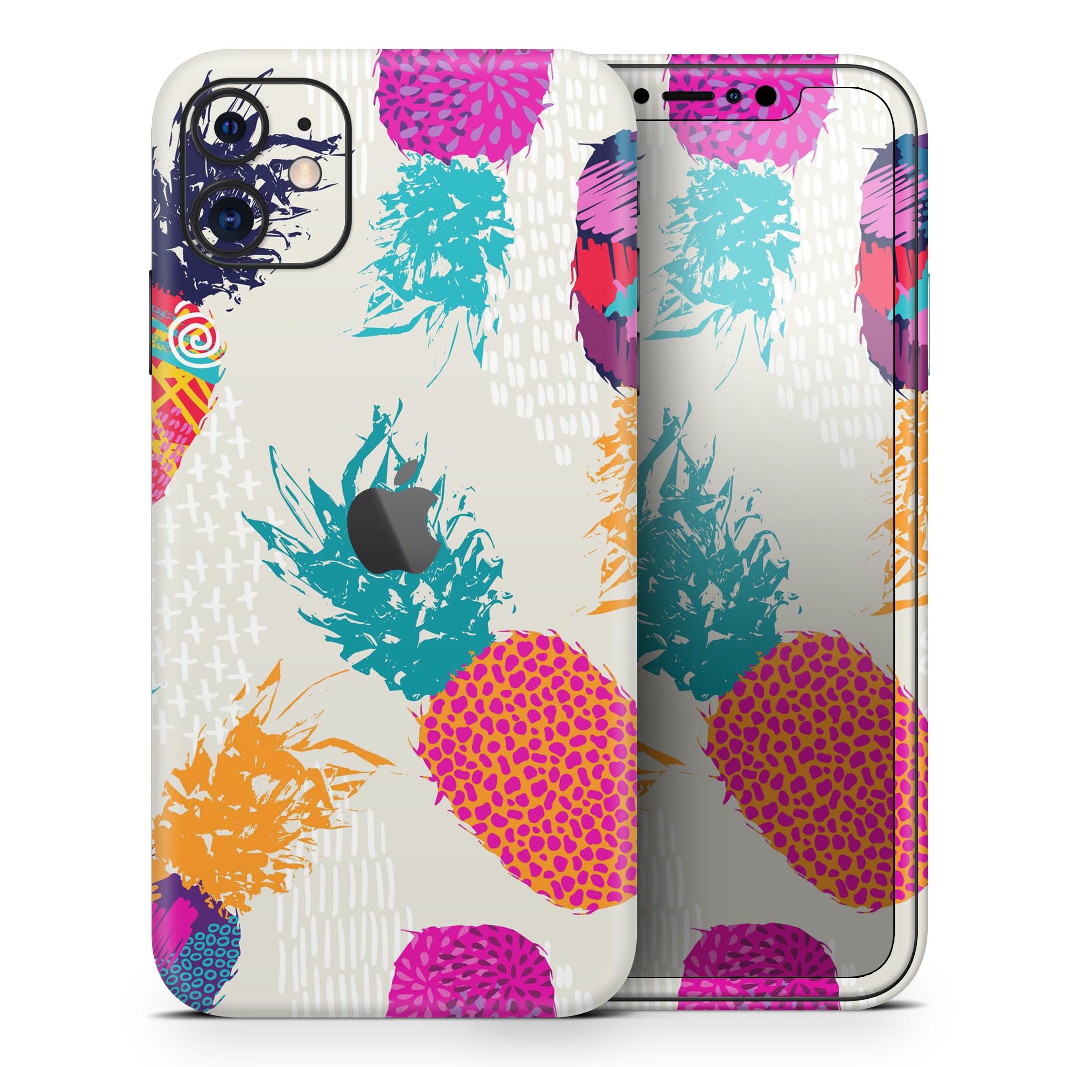 Retro Summer Pineapple skin for Apple iPhone, showcasing vibrant colors and design.