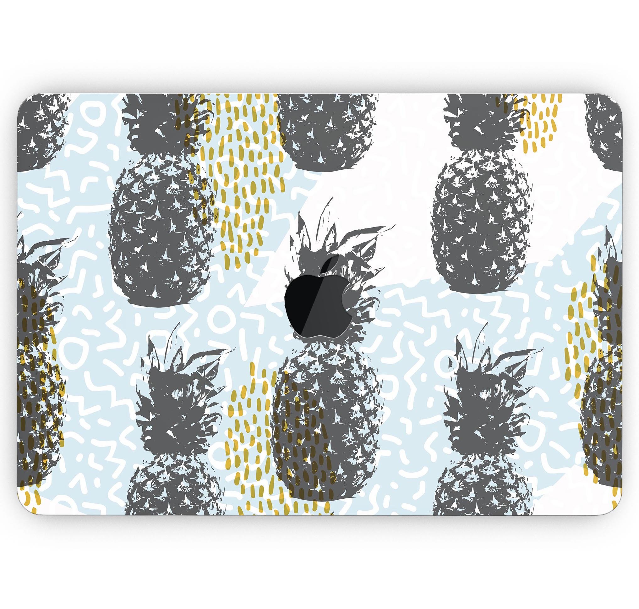 Retro Summer Pineapple skin decal wrap kit for MacBook, featuring vibrant colors and a stylish design.