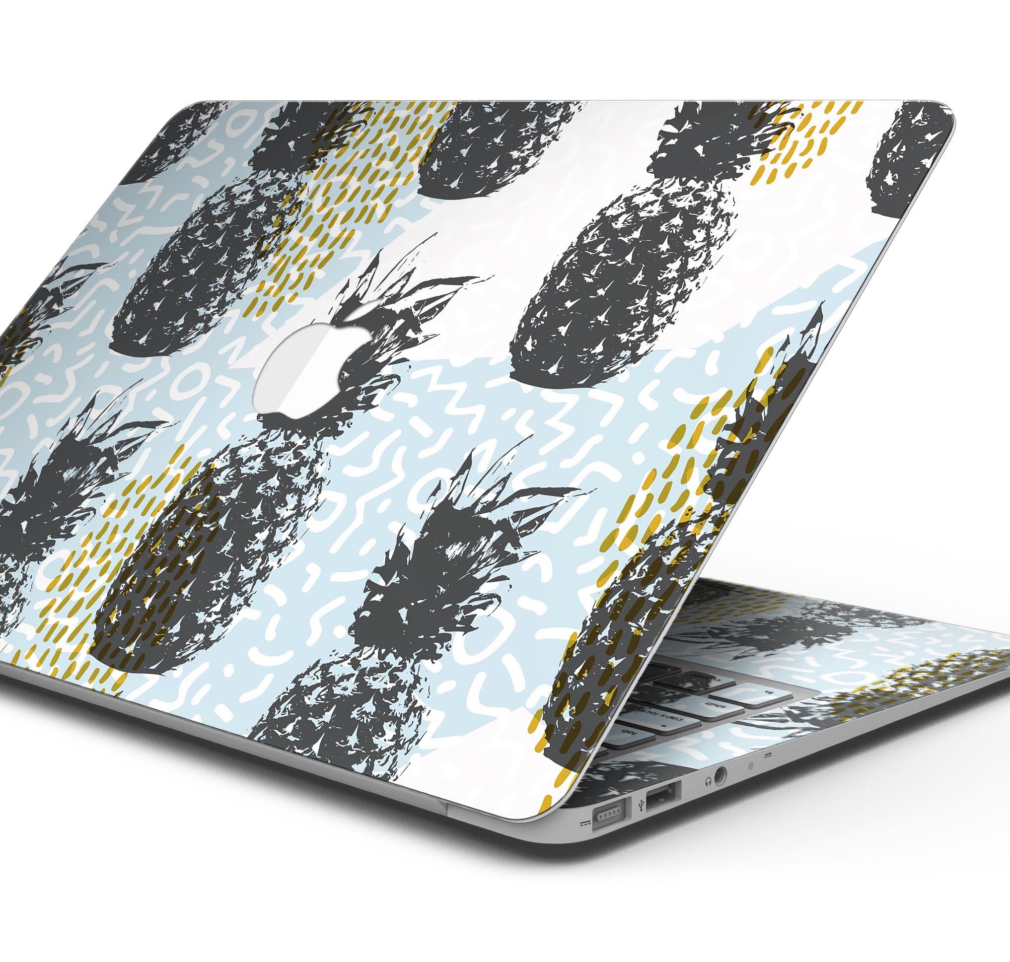 Retro Summer Pineapple skin decal wrap kit for MacBook, featuring vibrant colors and a stylish design.