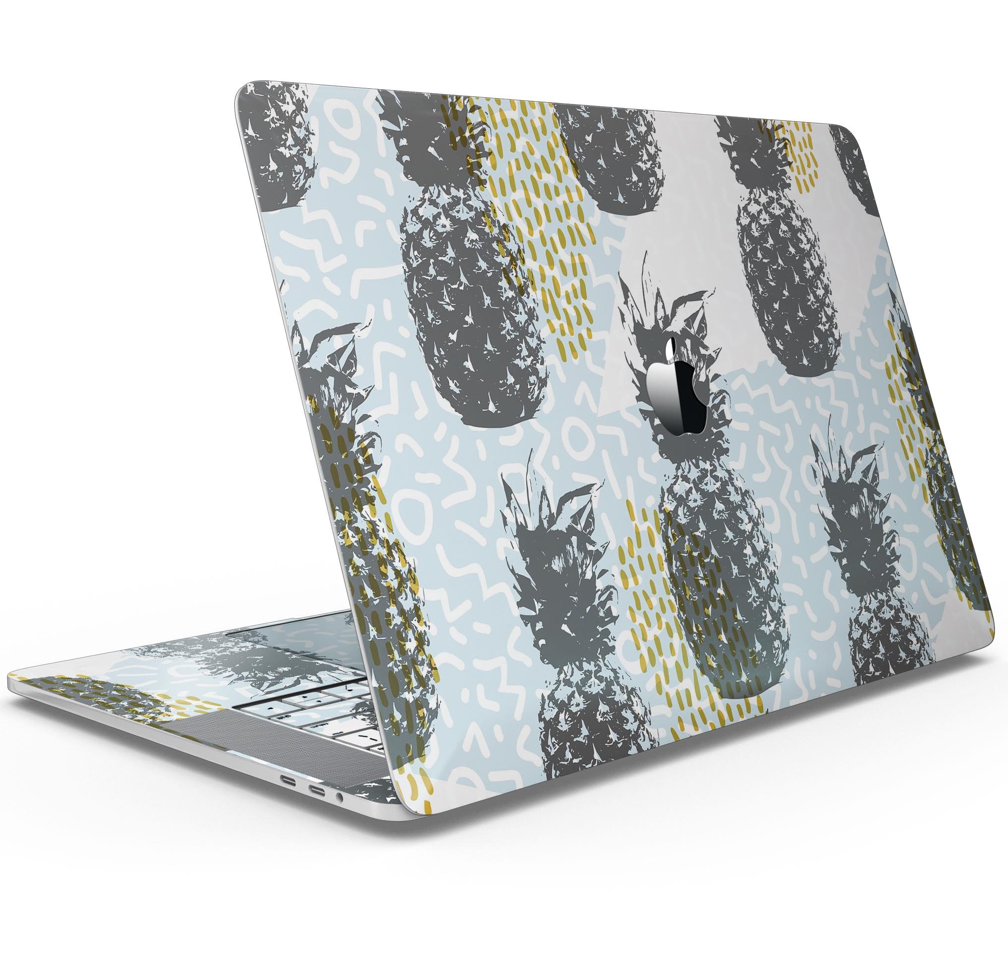 Retro Summer Pineapple skin decal wrap kit for MacBook, featuring vibrant colors and a stylish design.