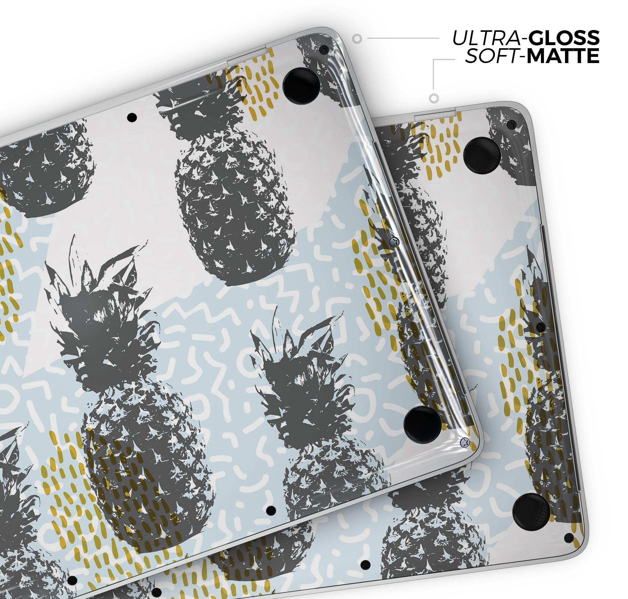 Retro Summer Pineapple skin decal wrap kit for MacBook, featuring vibrant colors and a stylish design.