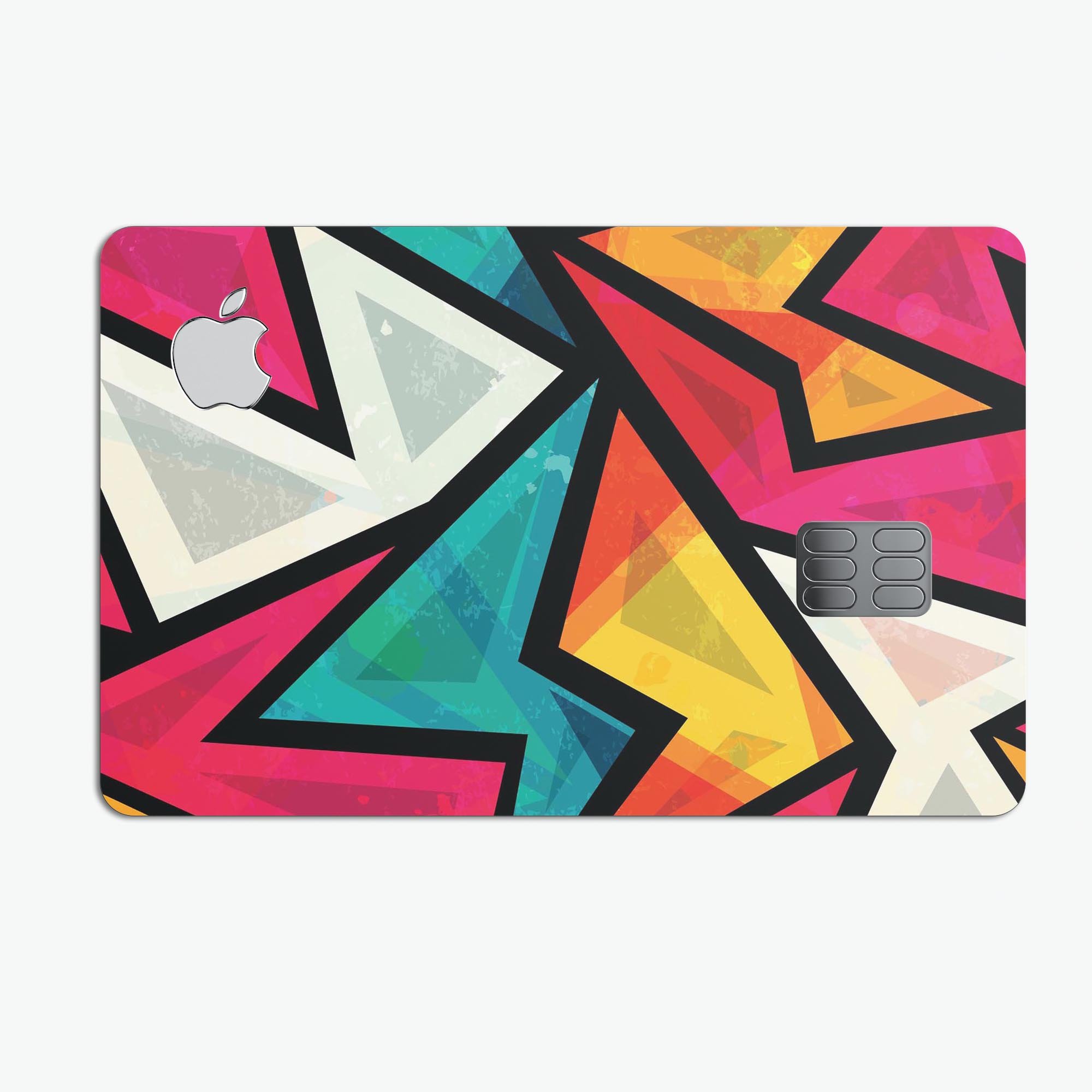 Retro Vector Sharp Shapes decal skin-kit for Apple Card, showcasing premium vinyl design and finishes.