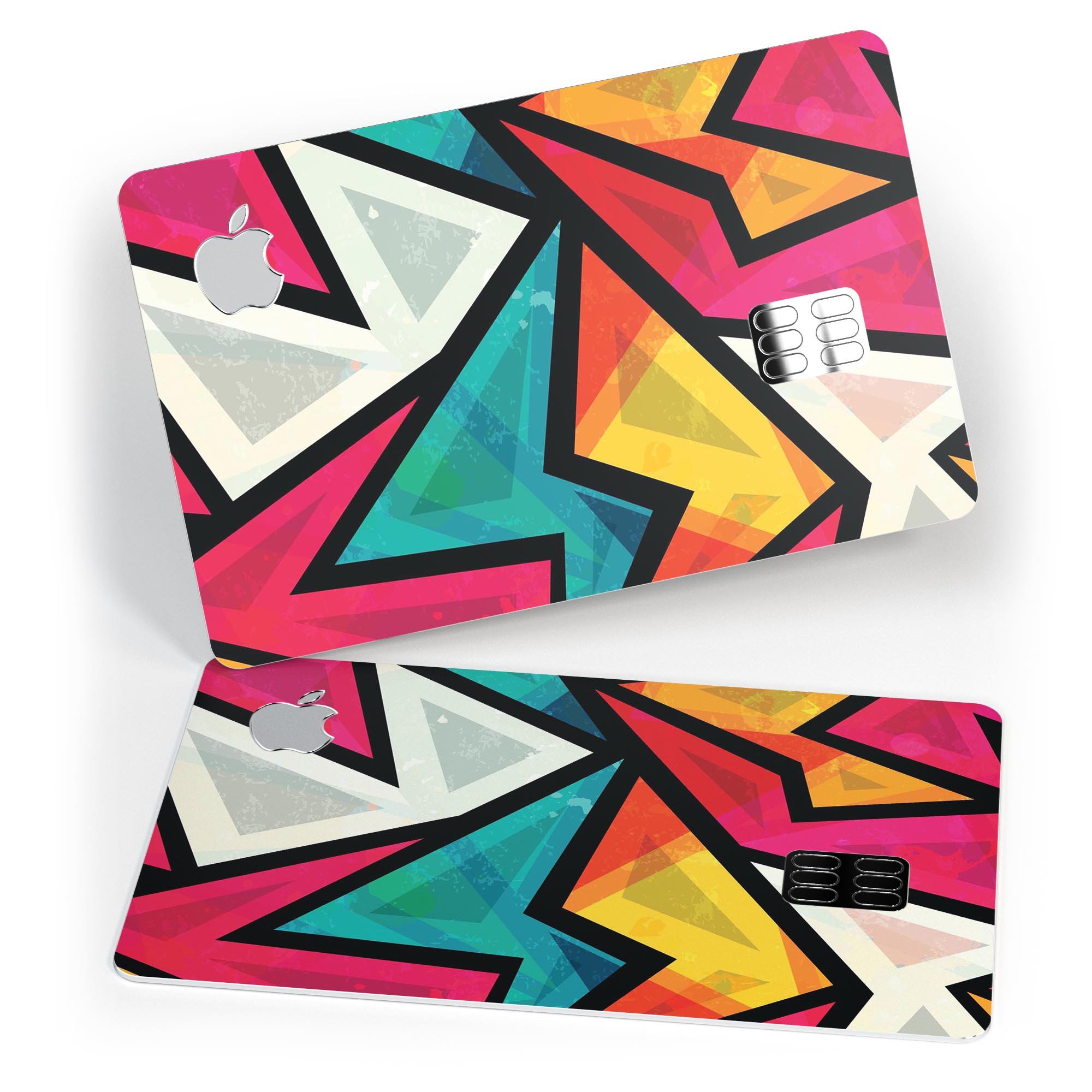 Retro Vector Sharp Shapes decal skin-kit for Apple Card, showcasing premium vinyl design and finishes.