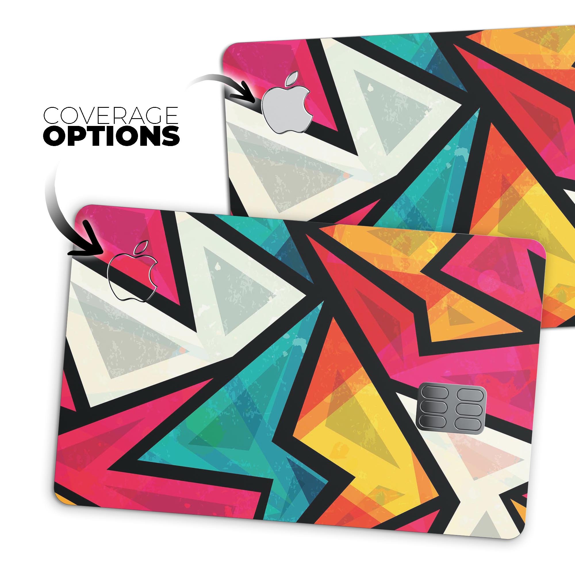 Retro Vector Sharp Shapes decal skin-kit for Apple Card, showcasing premium vinyl design and finishes.