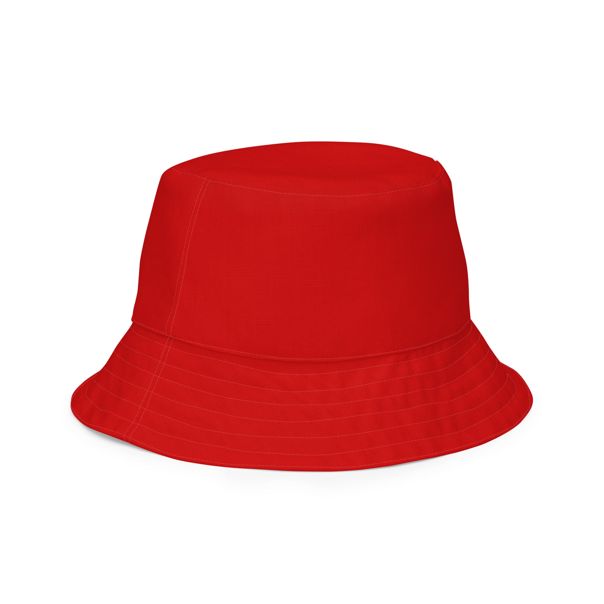 Reversible Bucket Hat in vibrant red, showcasing dual-sided design for versatile fashion and sun protection.