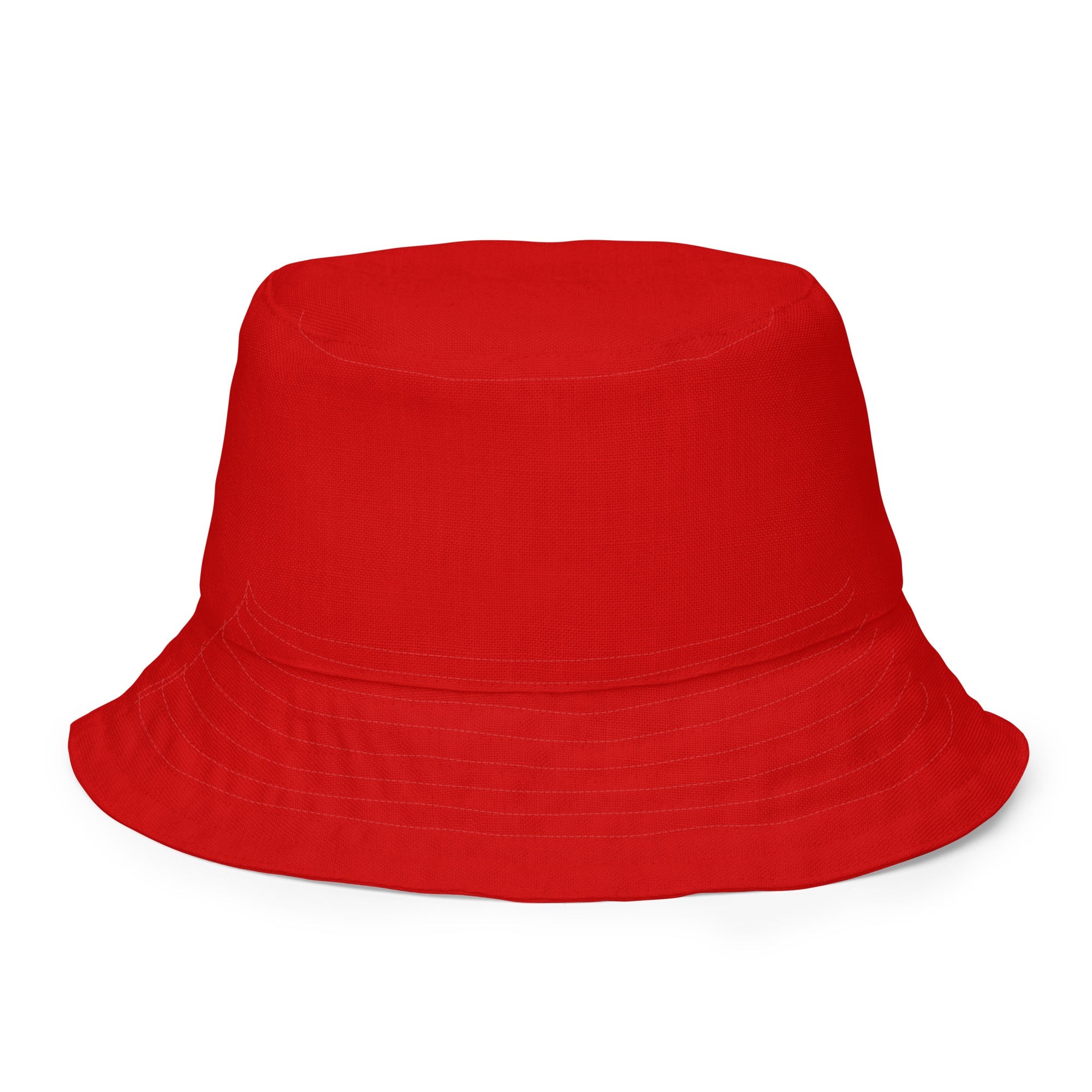 Reversible Bucket Hat in vibrant red, showcasing dual-sided design for versatile fashion and sun protection.