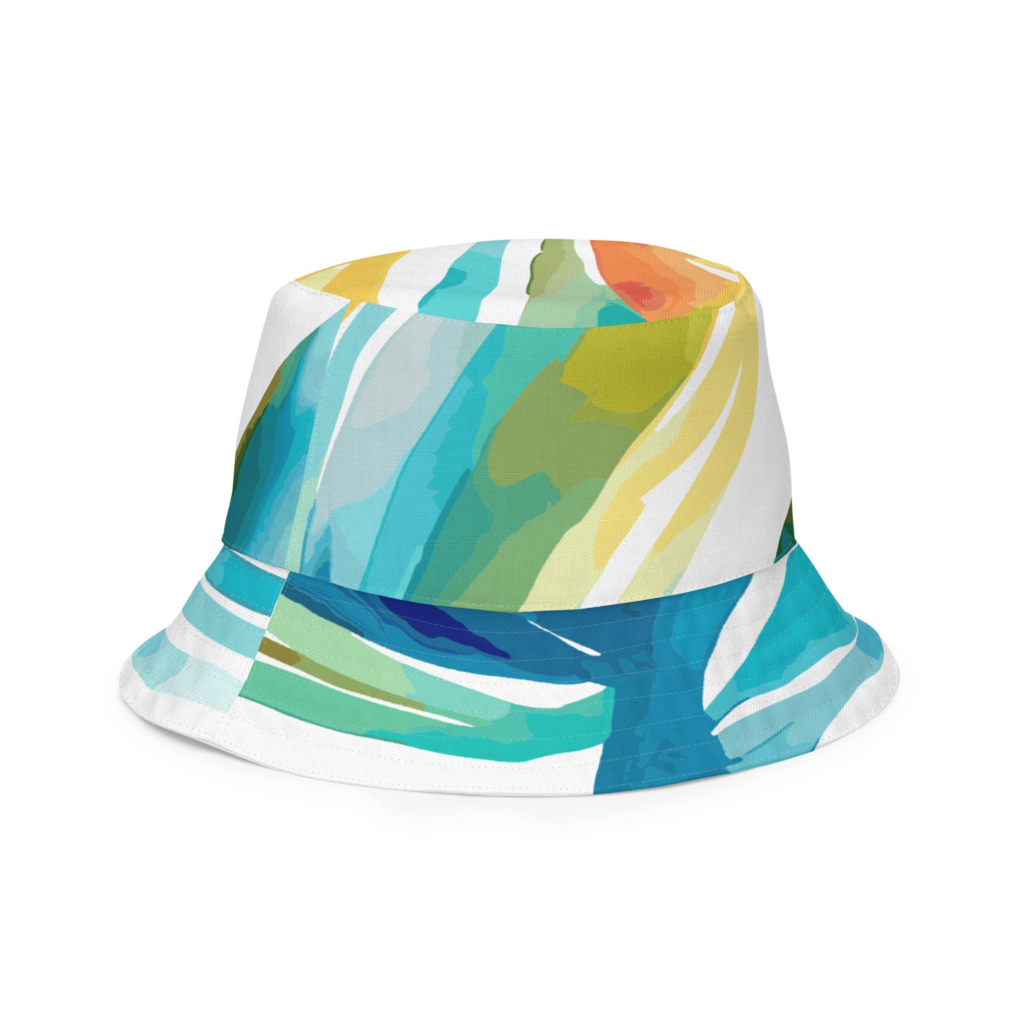 Reversible bucket hat featuring Strength and Courage design, showcasing stylish patterns and breathable fabric.