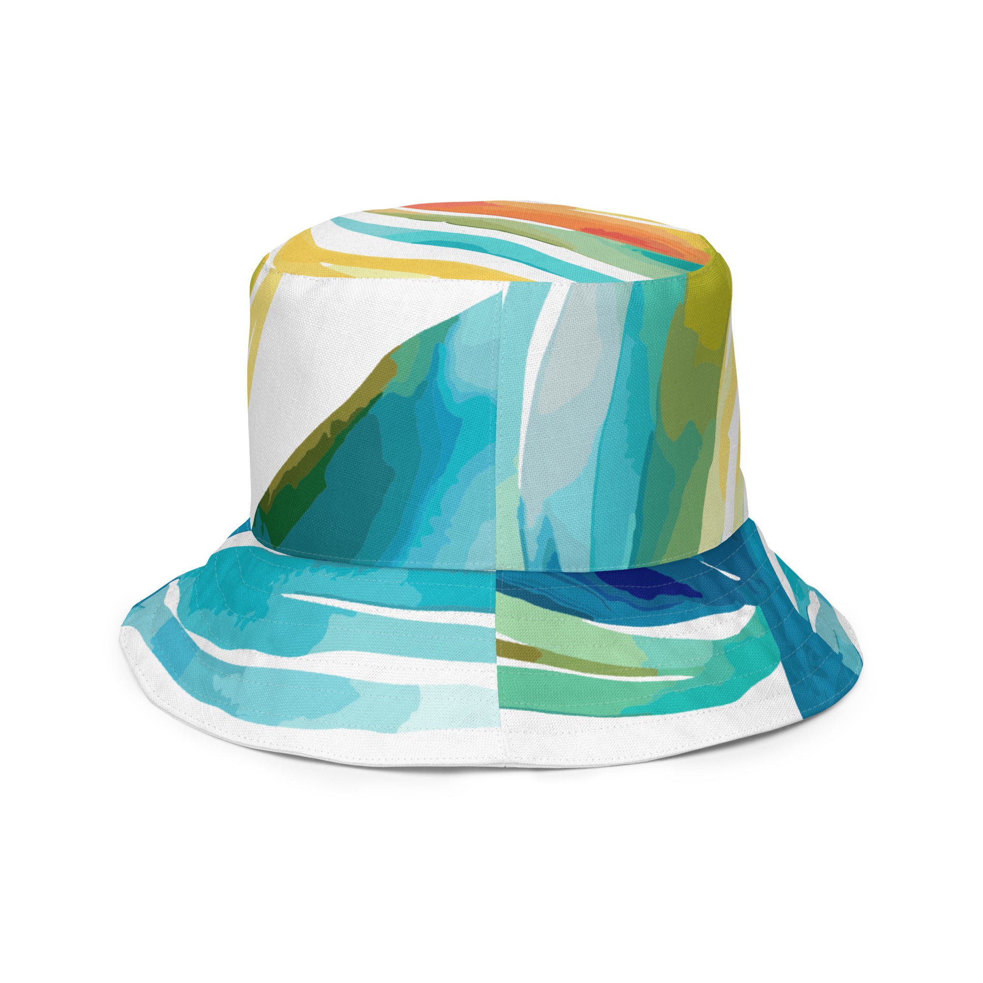 Reversible bucket hat featuring Strength and Courage design, showcasing stylish patterns and breathable fabric.