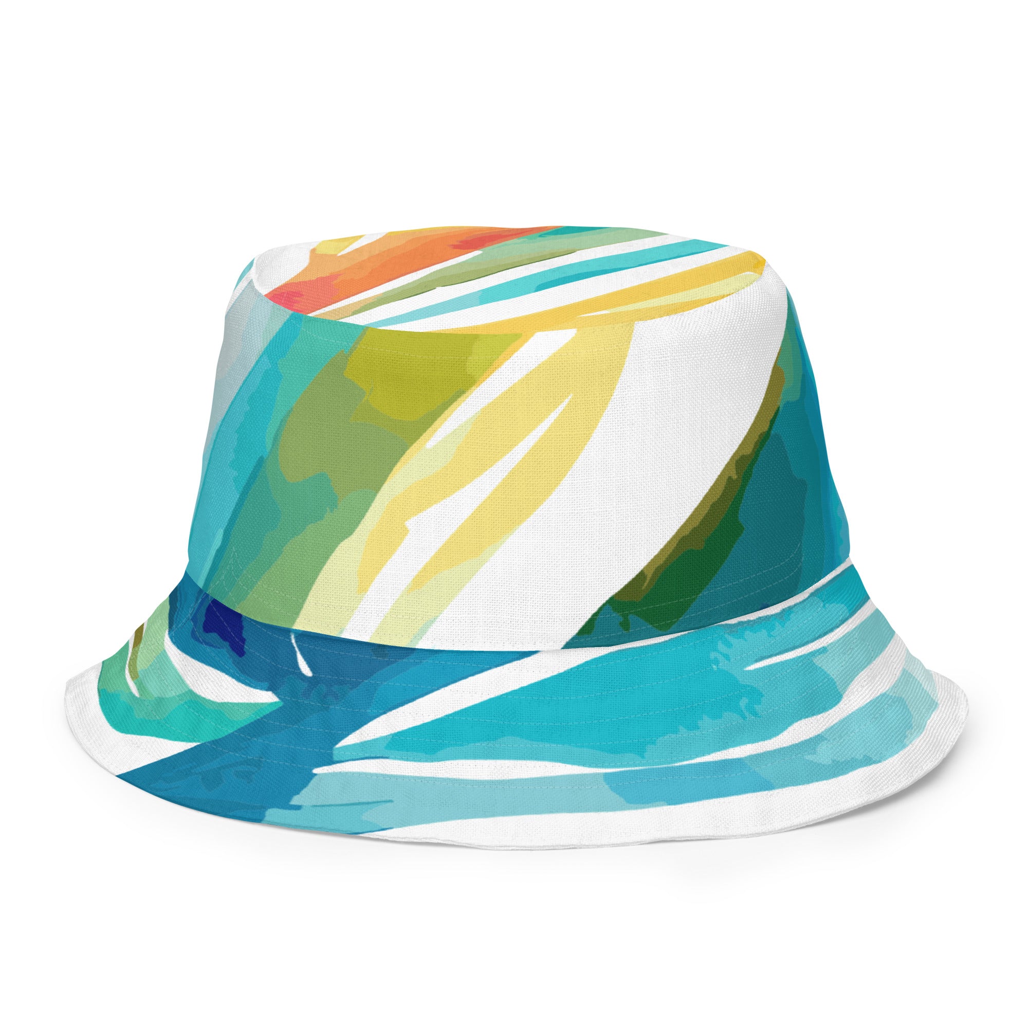 Reversible bucket hat featuring Strength and Courage design, showcasing stylish patterns and breathable fabric.