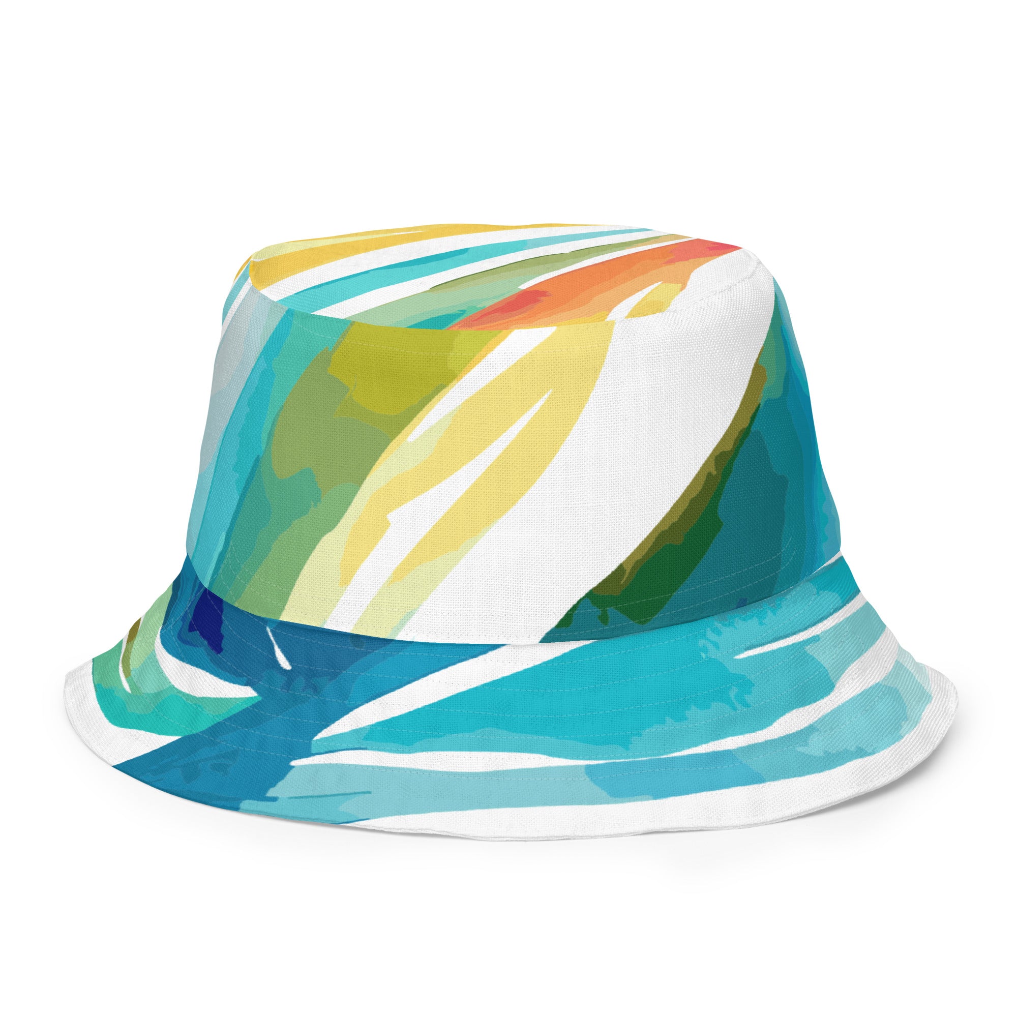 Reversible bucket hat featuring Strength and Courage design, showcasing stylish patterns and breathable fabric.