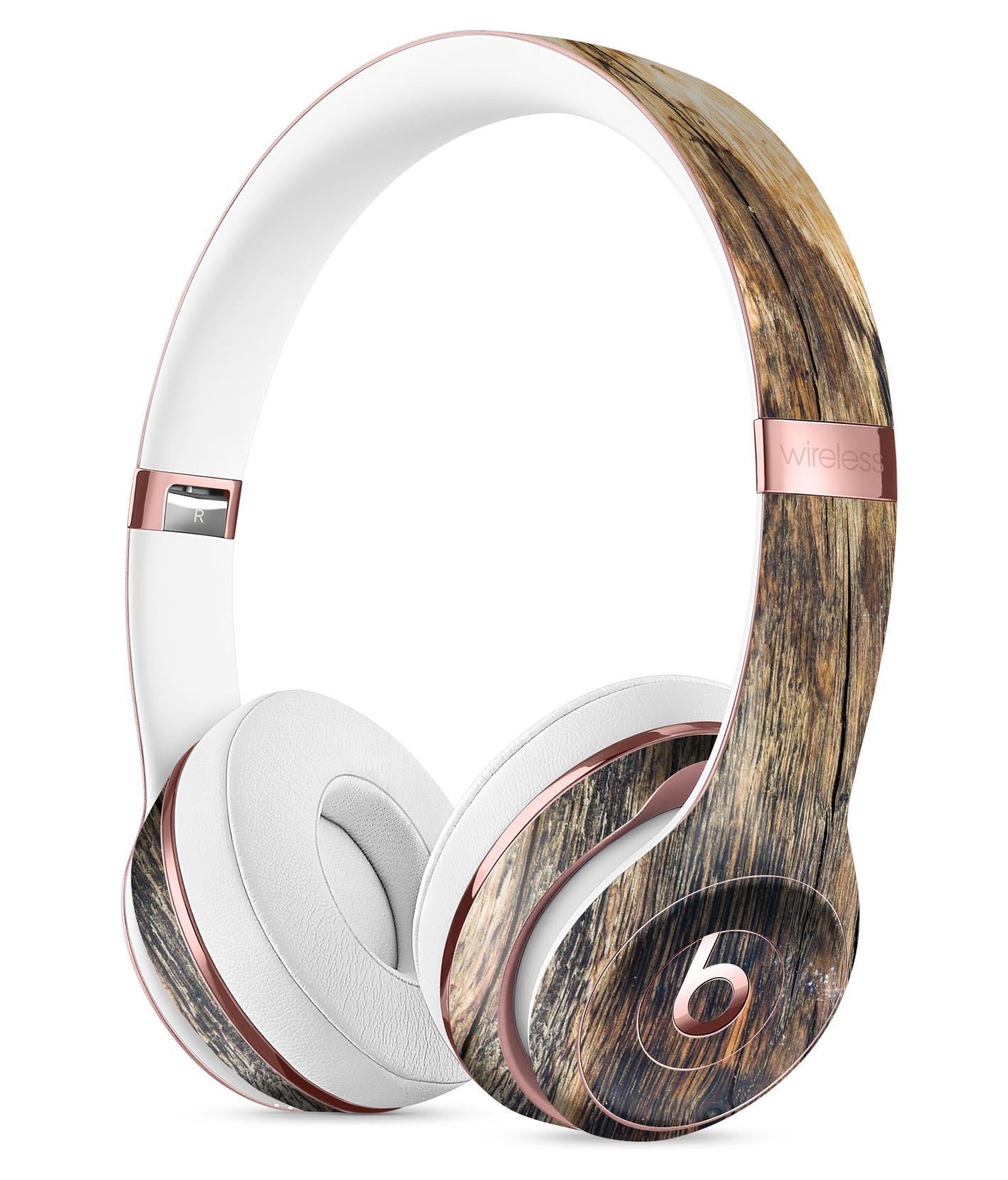 Rich Eroded Wood Planks Skin Kit for Beats by Dre Solo 3, showcasing a stylish design that protects headphones.