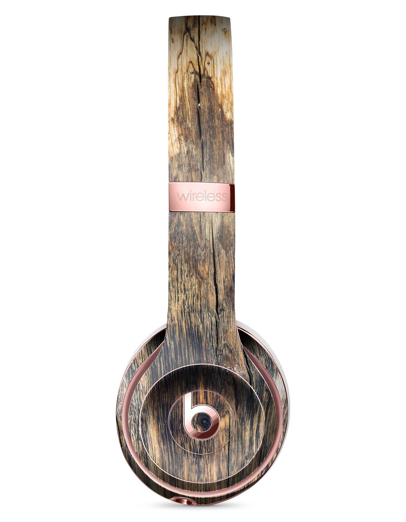 Rich Eroded Wood Planks Skin Kit for Beats by Dre Solo 3, showcasing a stylish design that protects headphones.