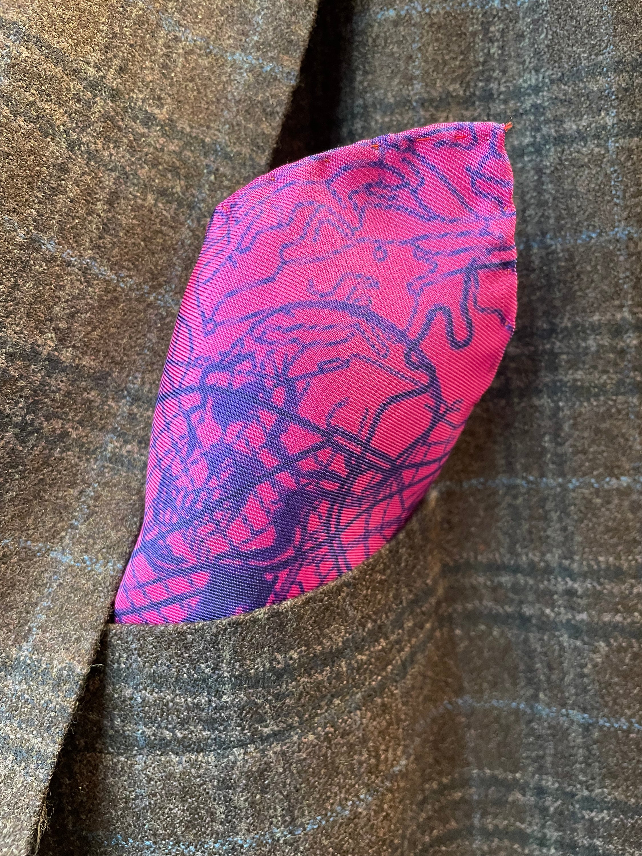 Rome Street Map Magenta Pocket Square featuring a vibrant street map design and Gentleman Rogue logo, made from 100% silk.