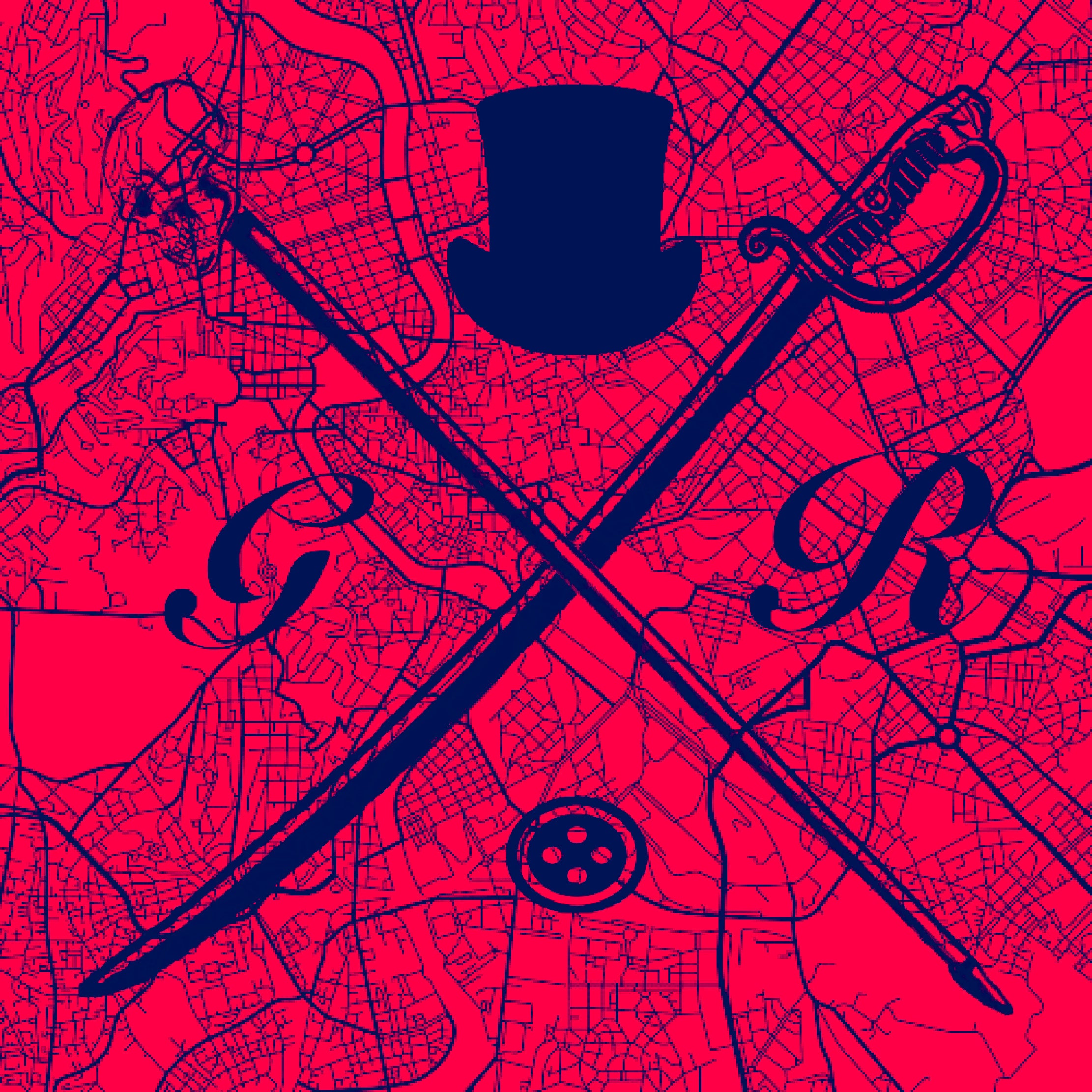 Rome Street Map Red Pocket Square made of 100% silk featuring a detailed map design and Gentleman Rogue logo.